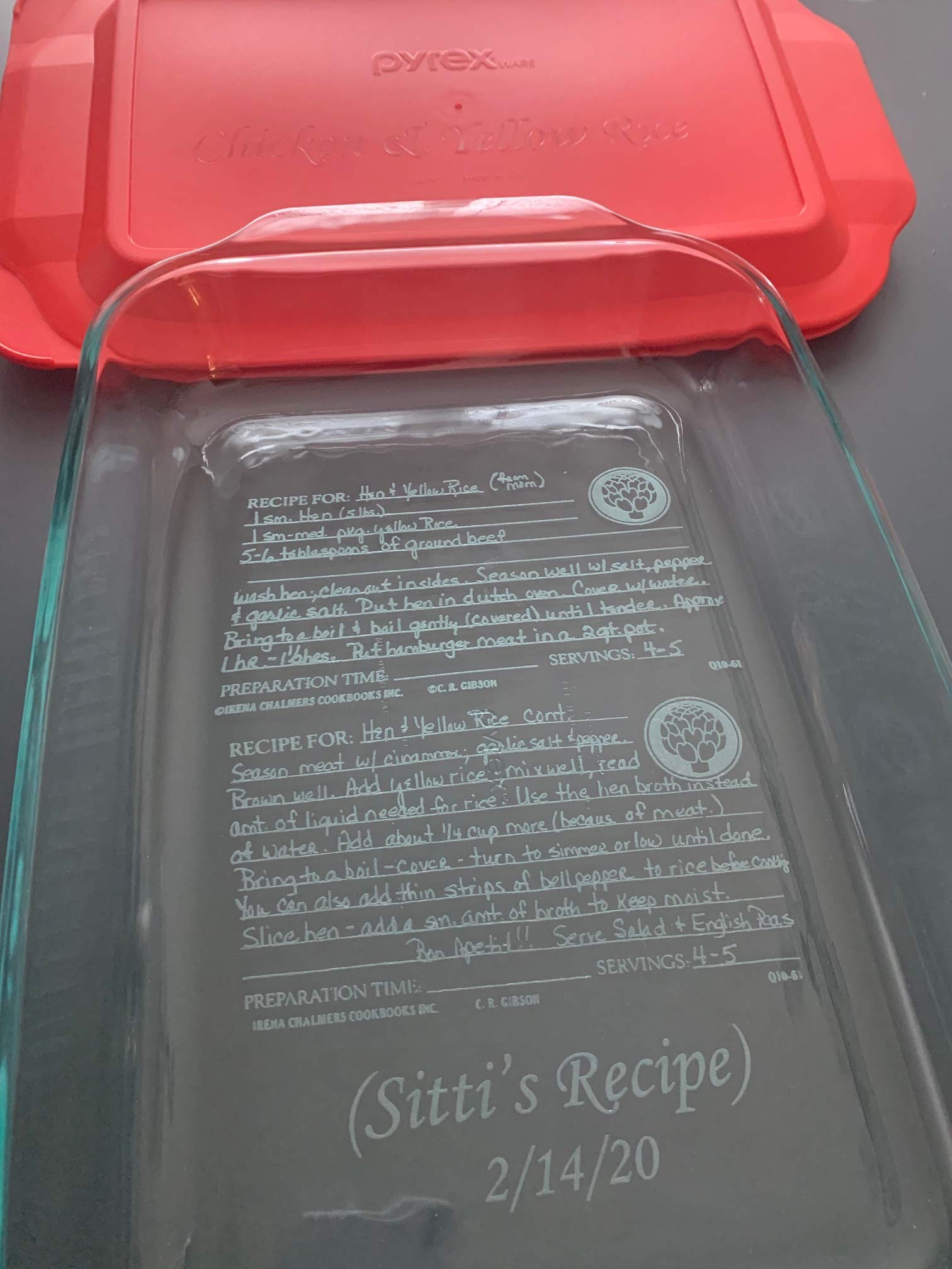 Custom Handwritten Recipe Casserole Dish 9x13