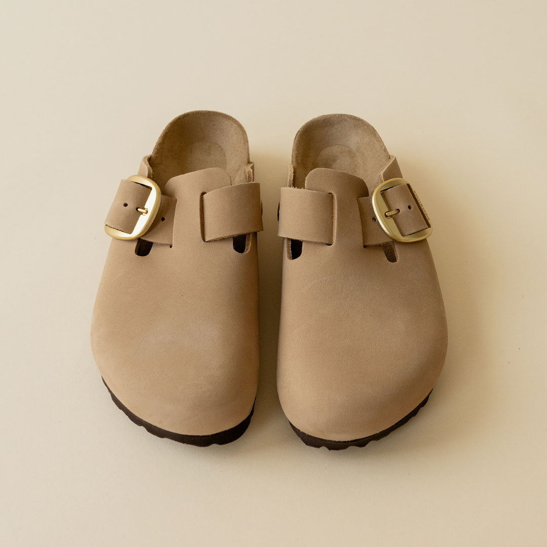 Birkenstock Boston Big Buckle Nubuck Leather Sandals - Comfortable Unisex Clogs for Men & Women - Perfect for Home, Office and Casual Outings