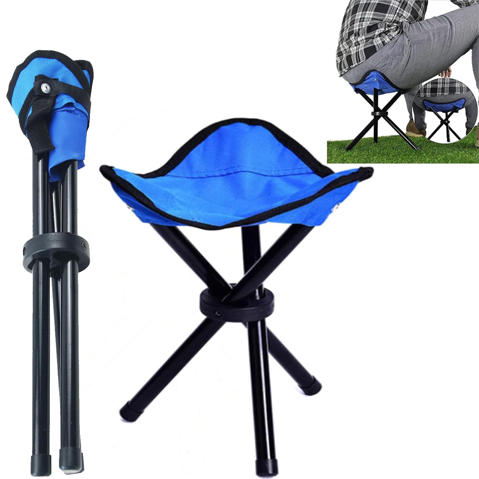 Portable Folding Camping Stool - Lightweight Outdoor Chair with 11.02