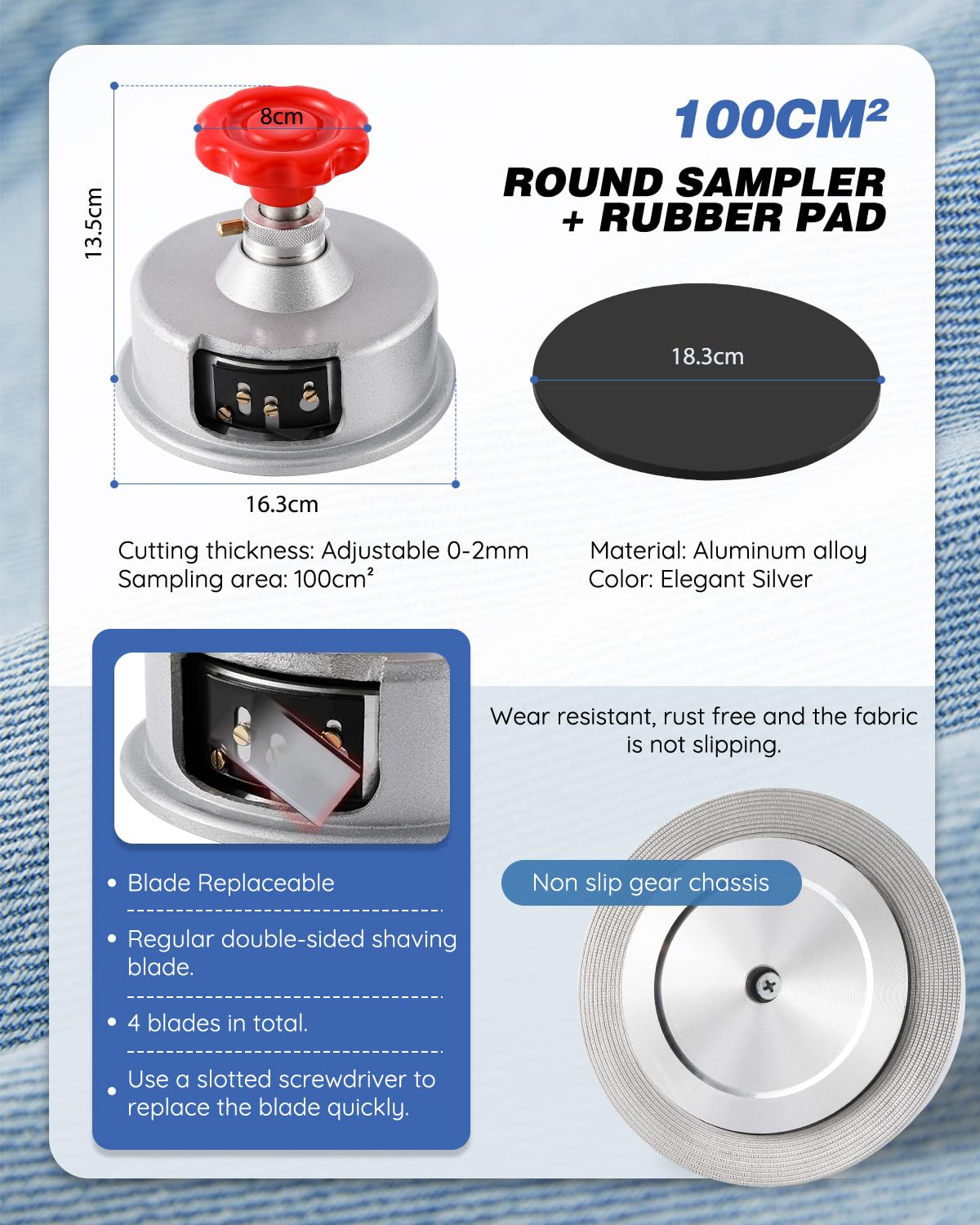 NEWTRY 600g/0.01g Precision Digital Fabric GSM Scale with 0-2mm Disc Sampler & Cloth Cutter - 110V Textile Weight Balance for Non-Woven, Paper & Fabric Testing - Perfect for Textile Labs, Quality Control & Fabric GSM Measurement