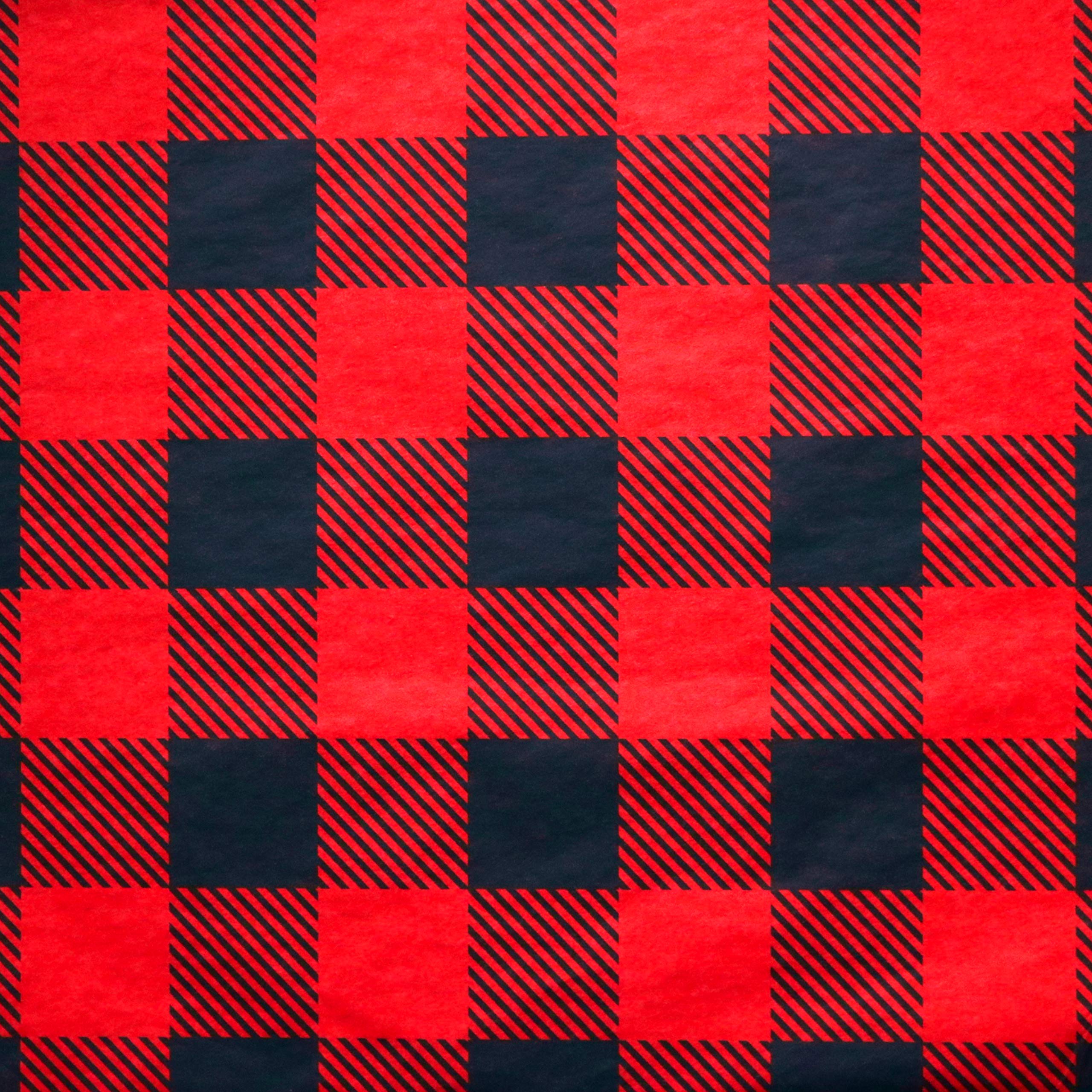 Iconikal Christmas Tissue Paper - Red Buffalo Plaid & Black Gingham Holiday Gift Wrap (20x20 Inches, 60 Sheets) for Present Wrapping, Party Decorations and Festive Crafts