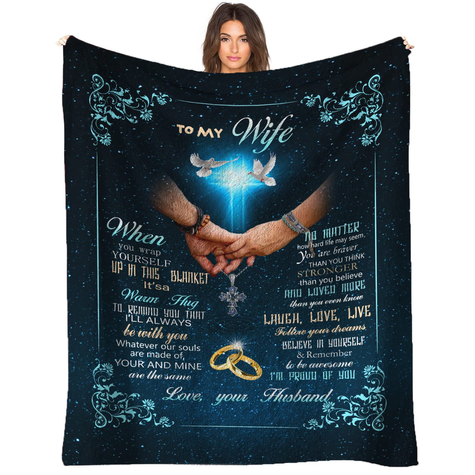 Personalized Anniversary Blanket for Wife - Romantic Birthday Gift from Husband, Valentine's Day Present - Soft Throw Blanket for Couch, Sofa & Living Room - Perfect for Snuggling, Movie Nights & Home Decor