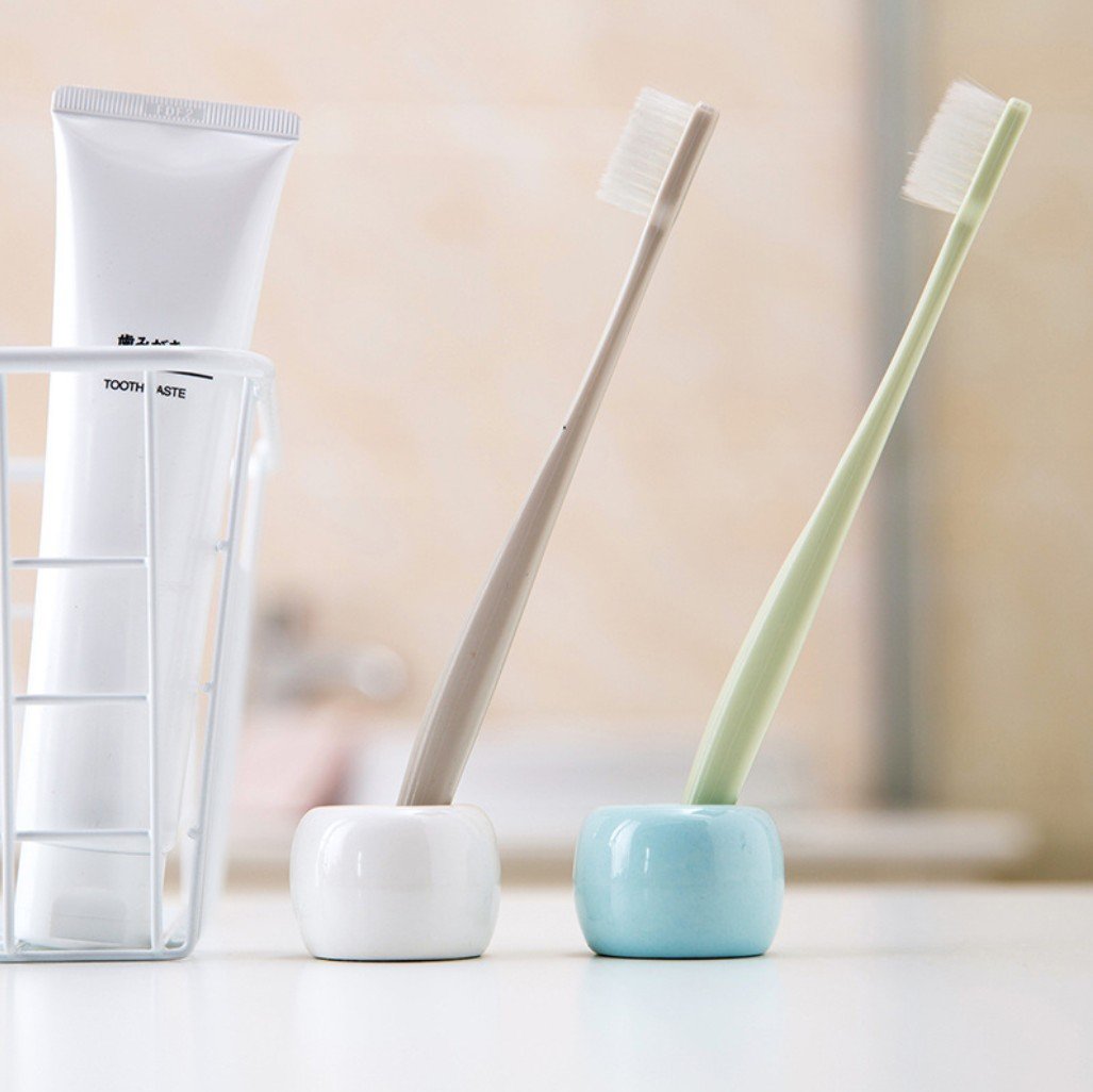 Mini Ceramic Toothbrush Holder - Cute Handmade Bathroom Organizer for Electric Toothbrush Heads & Office Pens, Set of 3 | Perfect for Small Spaces, Travel & Desk Organization