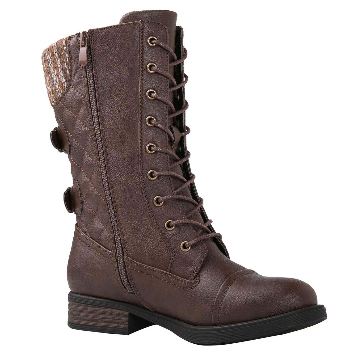 GLOBALWIN Women's Fashion Low Heel Lace-Up Ankle Boots - Comfortable Casual Shoes for Fall & Winter Outfits