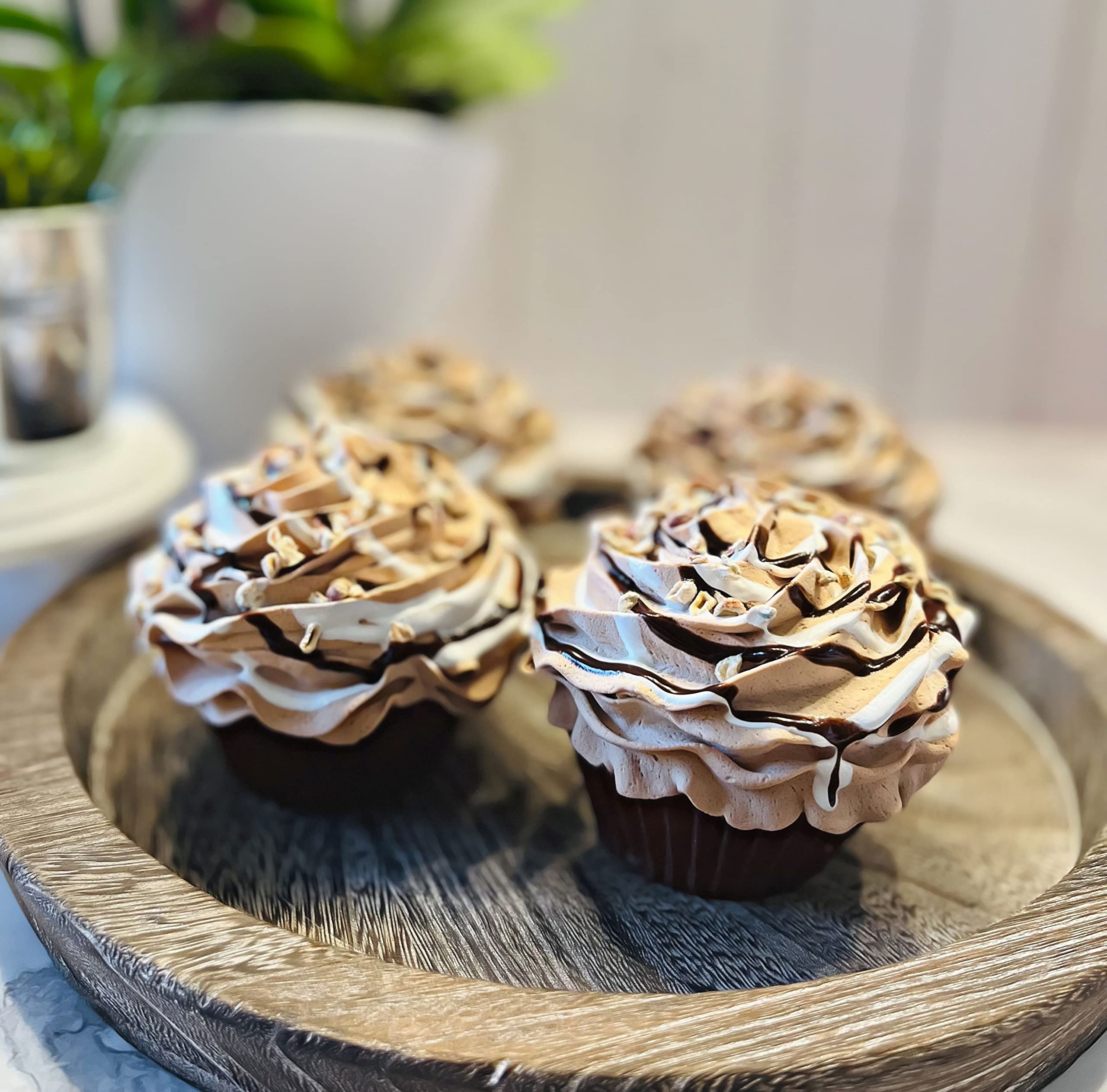 Rocky Road Fake Cupcakes & Artificial Cake Decor - Realistic Faux Dessert Display for Home, Kitchen & Party Decorations - Fake Food Props for Cake Plates, Dessert Tables & Themed Events