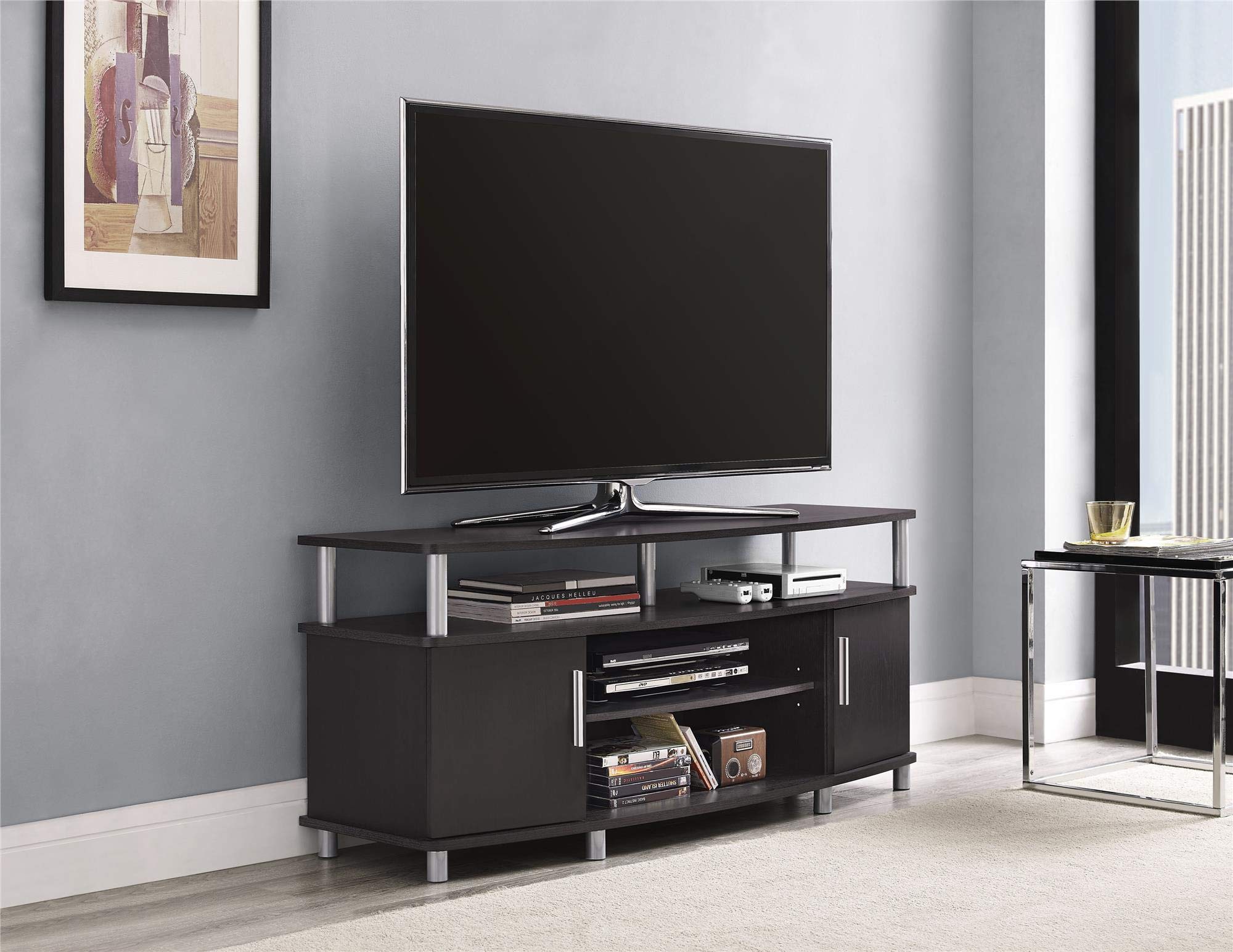 Ameriwood Home Carson TV Stand for 50-Inch TVs - Espresso Finish - Perfect for Living Room, Bedroom, or Home Theater Setup