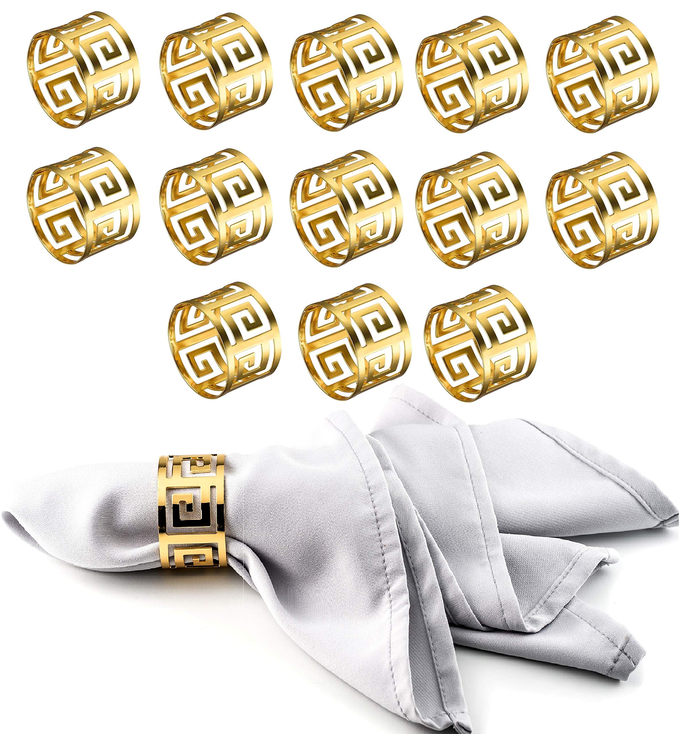 14-Piece Farmhouse Napkin Rings Set - Rustic Metal Napkin Holders for Cloth Napkins - Perfect for Dining Table Decor, Wedding Receptions, Christmas, Thanksgiving & Family Gatherings - Elegant Table Setting Accessories for Parties and Holiday Celebrations