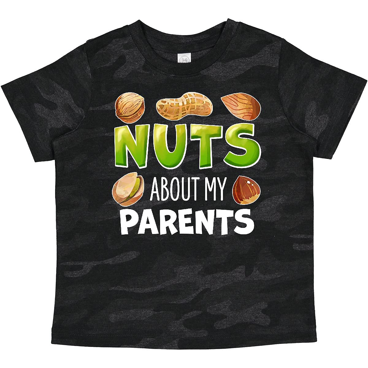 Inktastic Nuts About My Parents Peanut Almond Pistachio Baby T-Shirt - Cute Funny Graphic Tee for Toddlers & Infants - Perfect for Family Photos, Holidays & Casual Outings