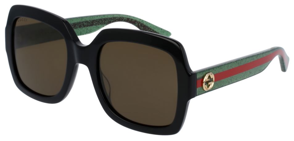 Gucci GG0036S Sunglasses - Black, Green & Brown Acetate Frame - Made in Italy - Luxury Designer Shades for Women & Men - Perfect for Beach, Driving & Fashion Accessories