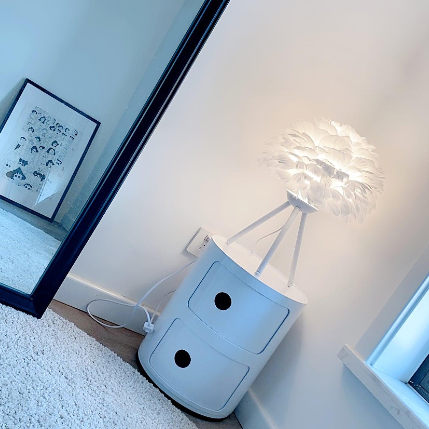 Elegant Goose Feather Table Lamp - Soft Warm White Light for Bedroom, Living Room & Office Decor - Perfect for Cozy Nights & Relaxing Ambience