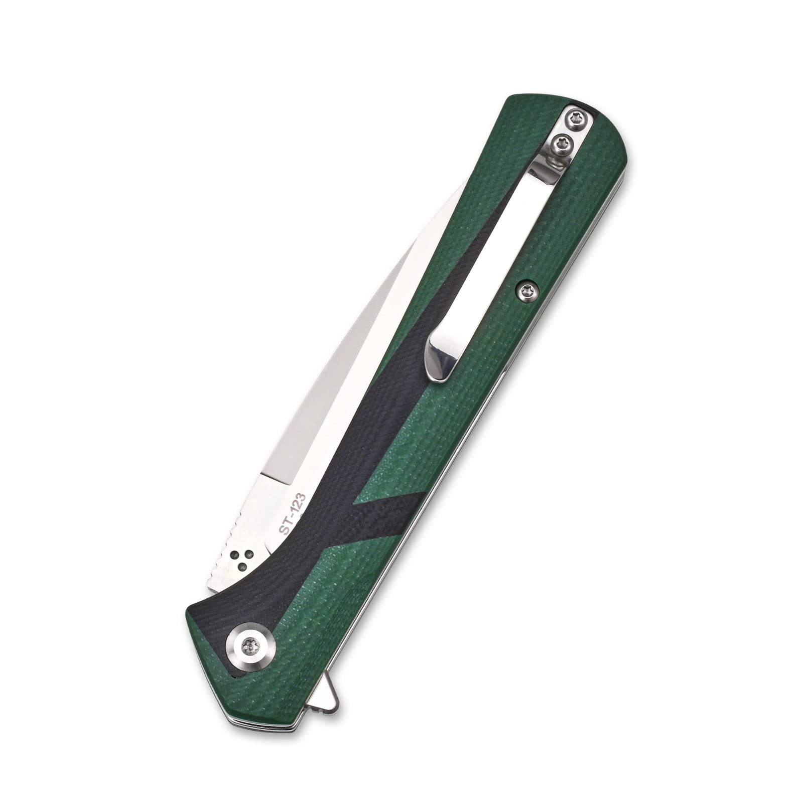 Sitivien ST123 Folding Pocket Knife with D2 Steel Blade & G10 Handle - Tactical EDC Knife with Clip for Outdoor Camping, Hiking, Survival & Everyday Carry (Green) - Perfect for Bushcraft, Hunting & Outdoor Adventures