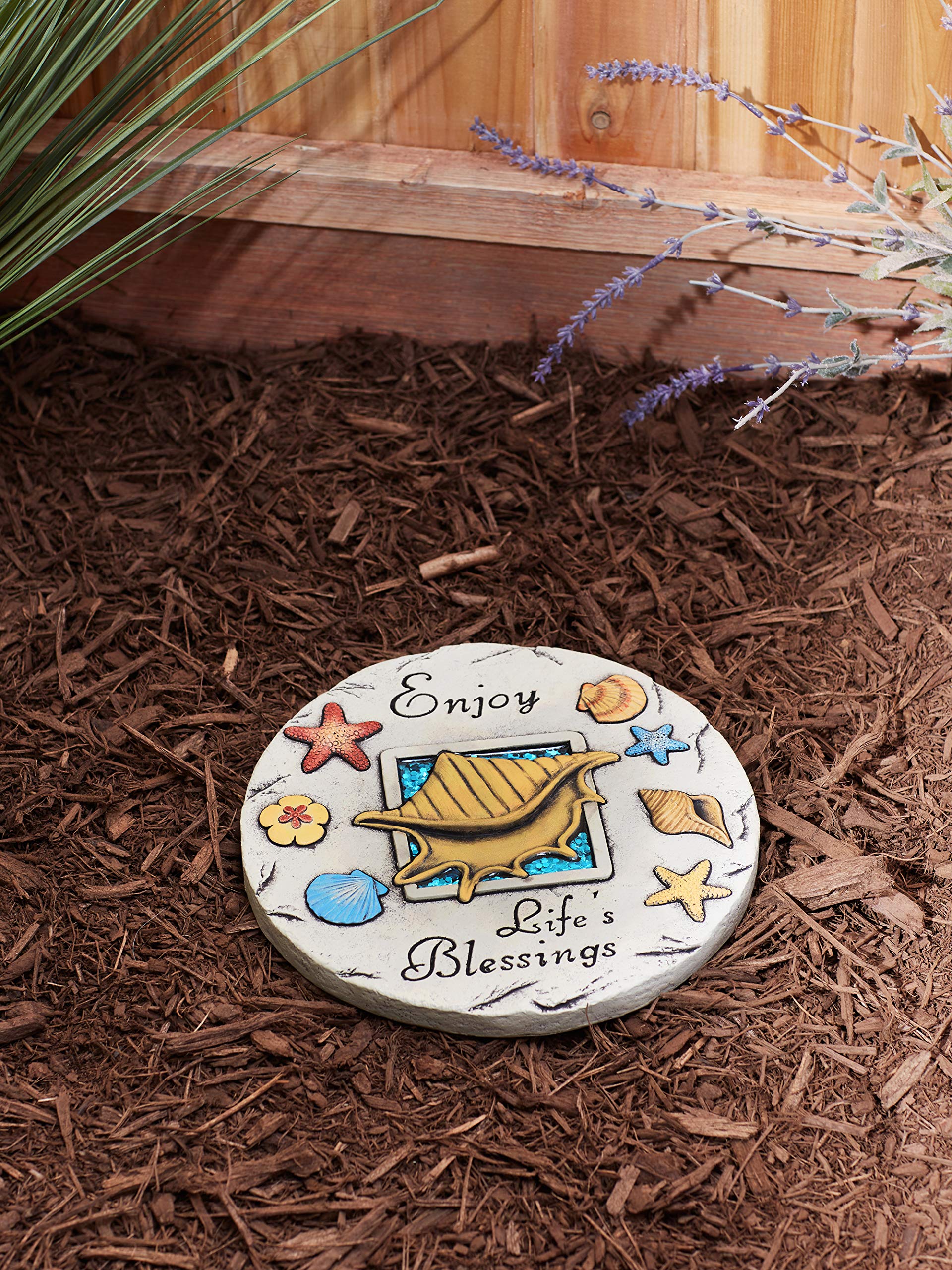 Accent Plus Enjoy Life's Blessing Stepping Stone - Garden Decor, Pathway Marker, Outdoor Yard Art for Landscaping & Home Decoration