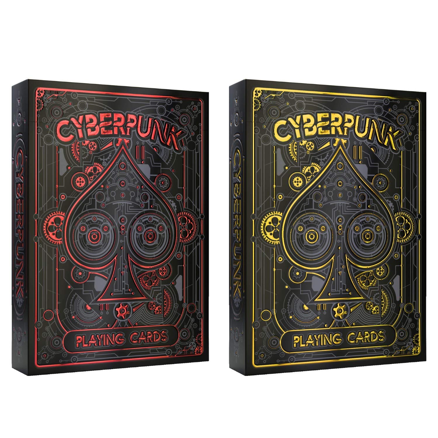 Cyberpunk Playing Cards 2-Deck Bundle - Cyberpunk Red & Gold Premium Poker Cards Set | Perfect for Game Nights, Collectors & Gift Giving