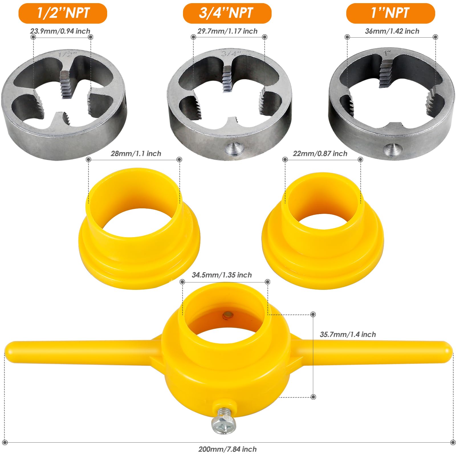 6Pcs PVC Pipe Threader Kit - 1/2