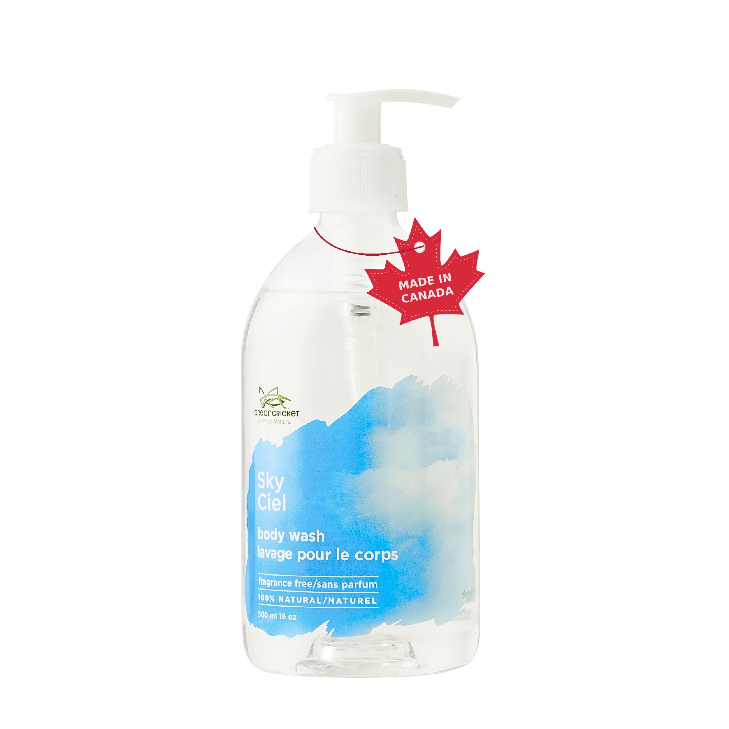Green Cricket 100% Natural Body Wash - Fragrance Free & Hypoallergenic for Sensitive Skin | Gentle Daily Cleanser for Men & Women | Perfect for Dry Skin & Eczema Care