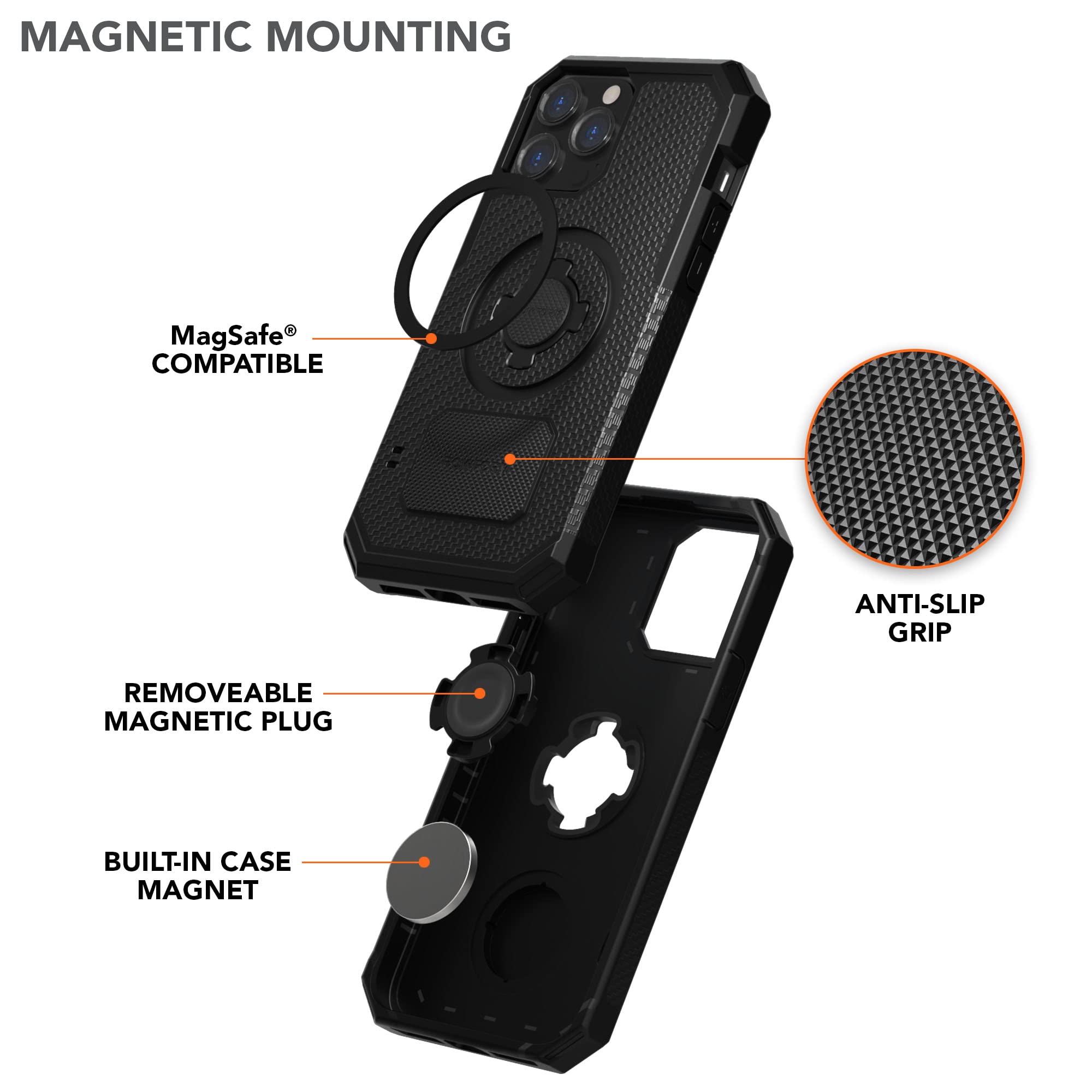 Rokform Rugged Case for iPhone 13 Pro Max with Motorcycle Handlebar Mount - Shockproof Protective Cover for Outdoor, Cycling & Adventure (Black)