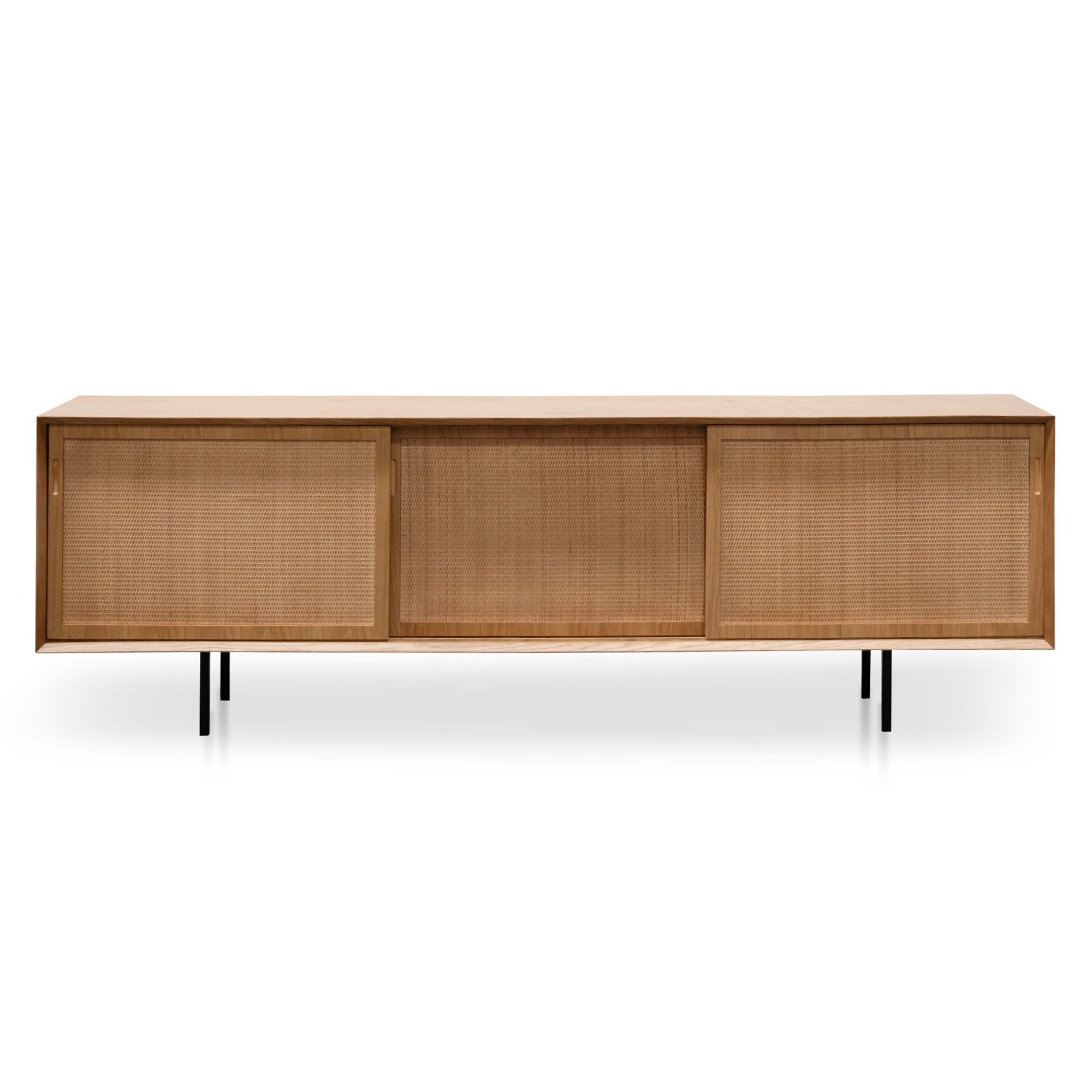 2.2m TV Stand Unit - Natural Wood Entertainment Center for Living Room, Home Theater & Media Storage