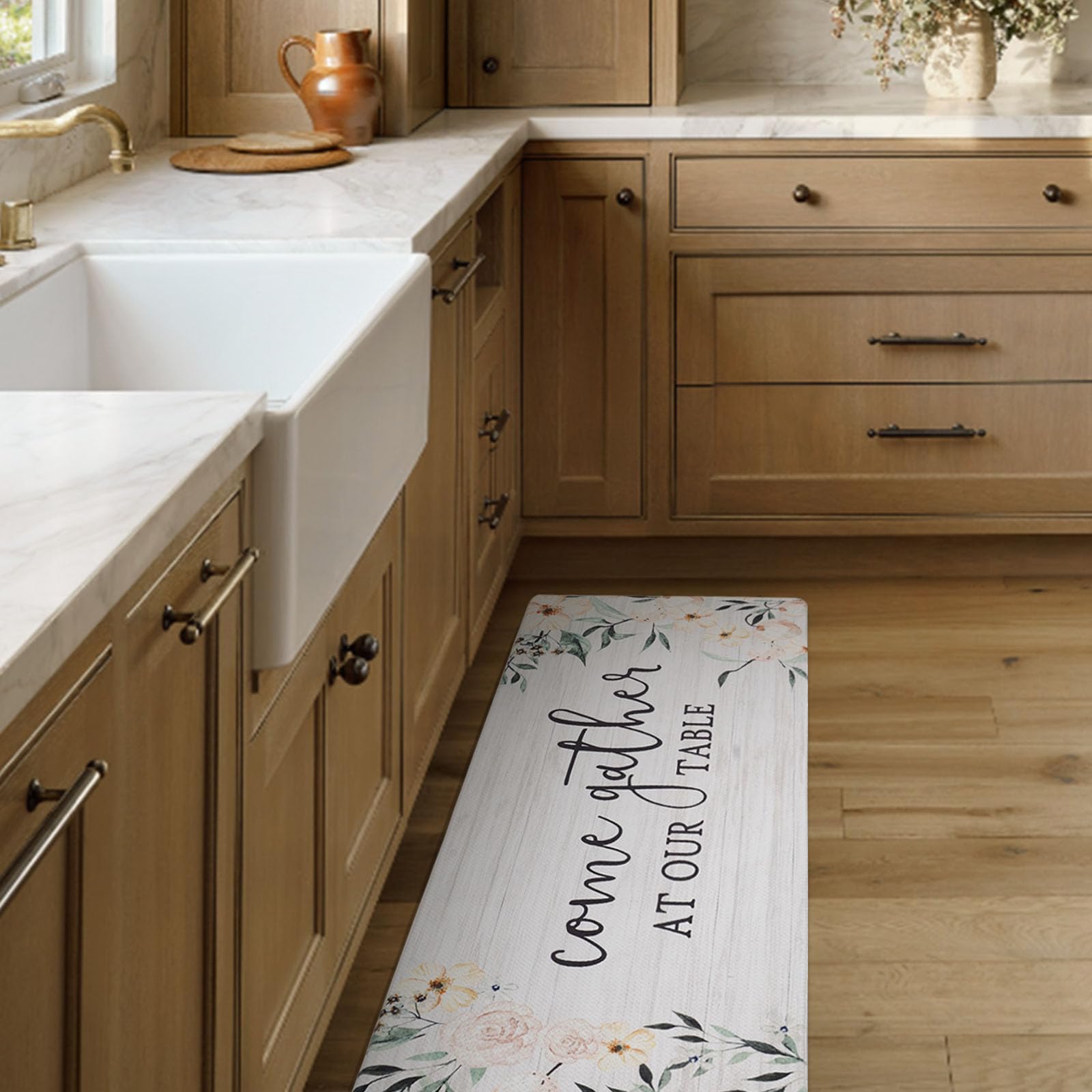 FRESHMINT Anti-Fatigue Kitchen Mats Set of 2 - Waterproof Non-Slip Farmhouse Style Floor Mats for Standing Comfort, 17x30 & 17x47 Inches - Perfect for Cooking, Dishwashing & Long Hours in the Kitchen