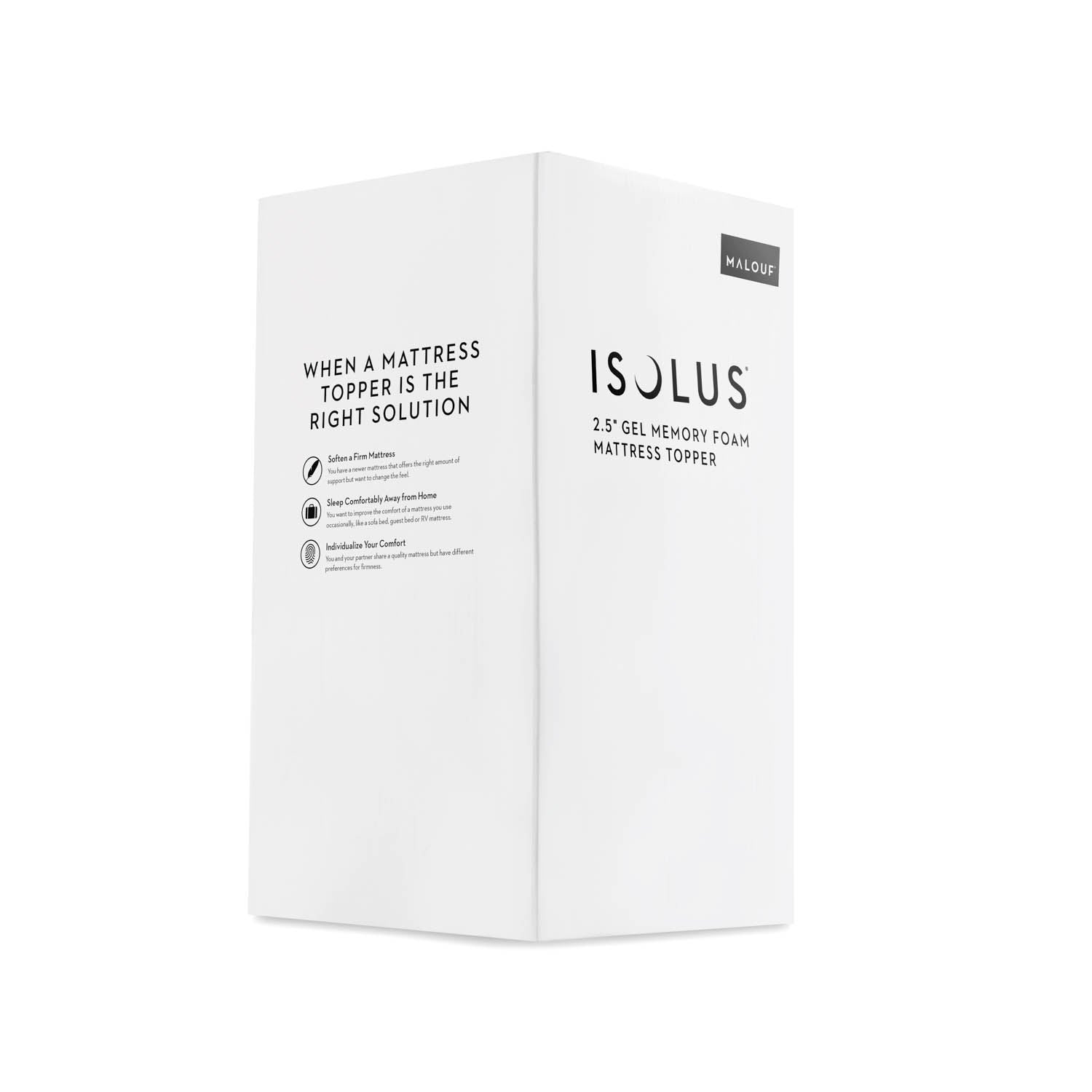 Malouf Isolus 2.5 Inch Gel Memory Foam Mattress Topper - Queen Size Cooling Bed Topper for Pressure Relief & Back Pain - Perfect for Hot Sleepers & Side Sleepers