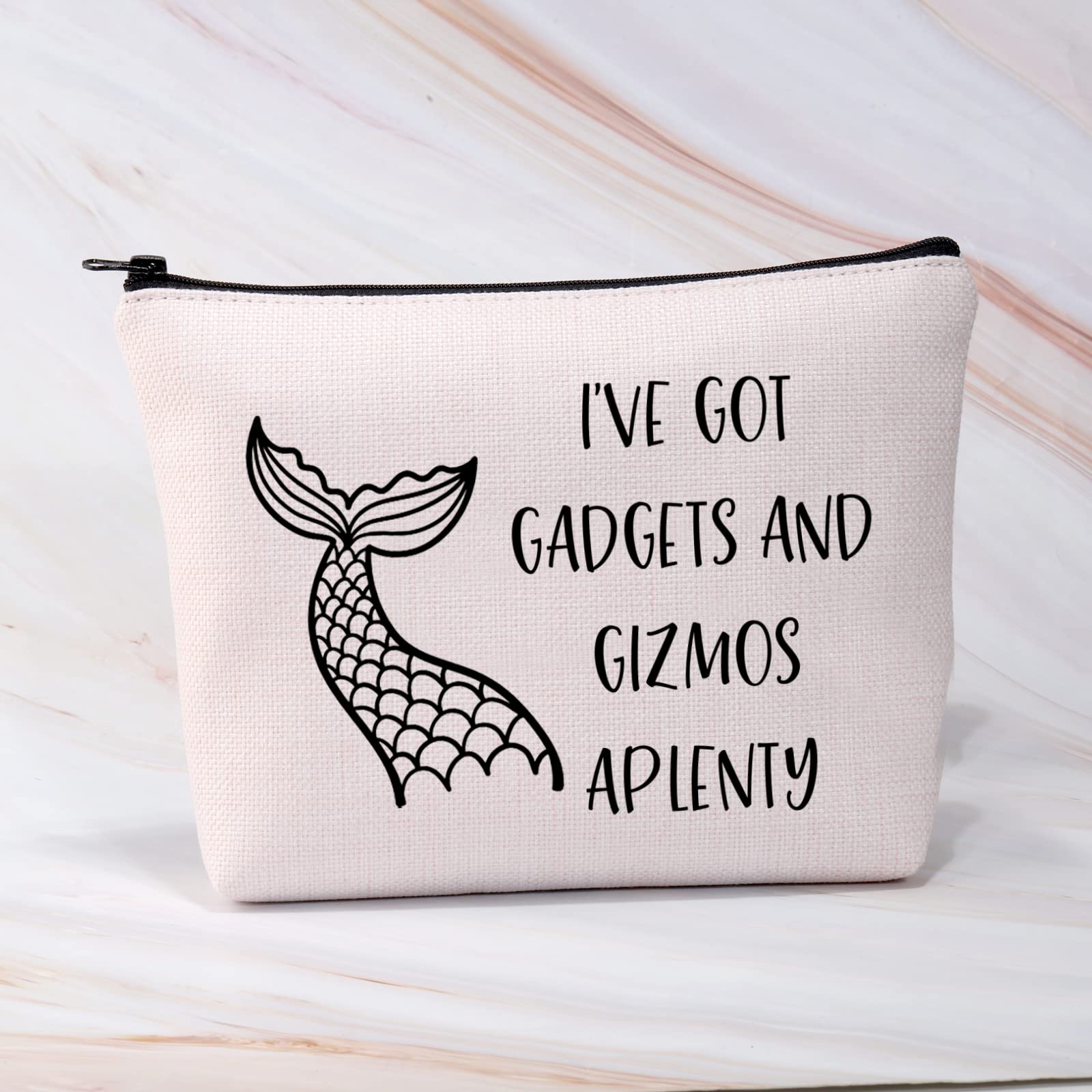 Mermaid Makeup Bag for Beach Lovers - Waterproof Cosmetic Pouch with 'I've Got Gadgets and Gizmos Aplenty' Design - Perfect Summer Vacation Gift for Women, Travel & Pool Accessories