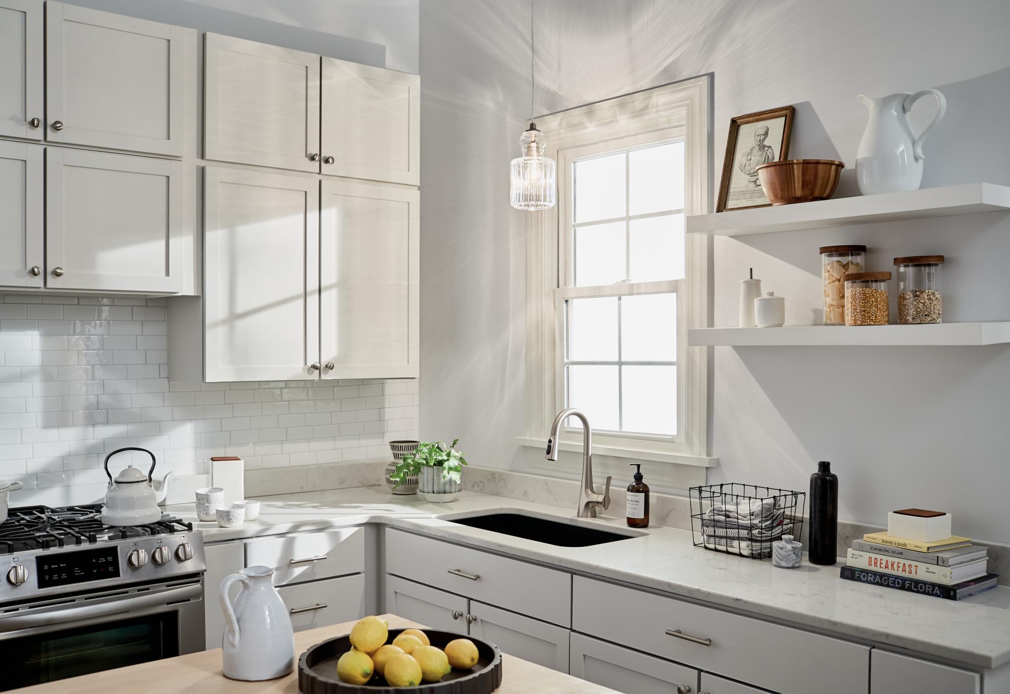 Kichler Lighting 43957NI Riviera Collection One Light Mini Pendant - Modern Ceiling Light Fixture for Kitchen Island, Dining Room & Bedroom Decor