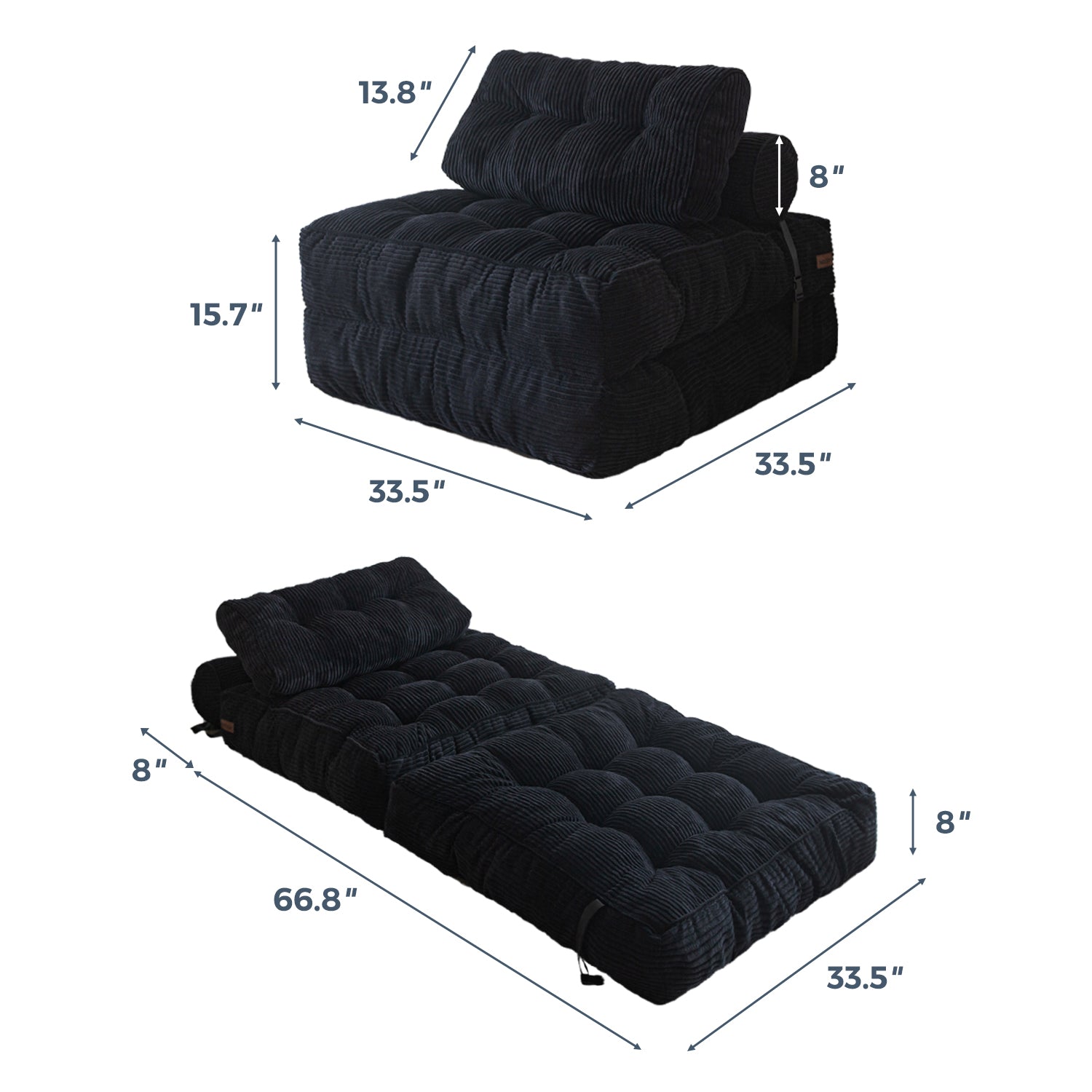 MAXYOYO Corduroy Sofa Bed - Convertible Sleeper Chair with Back Support | Comfortable for Living Room, Guest Room & Small Spaces