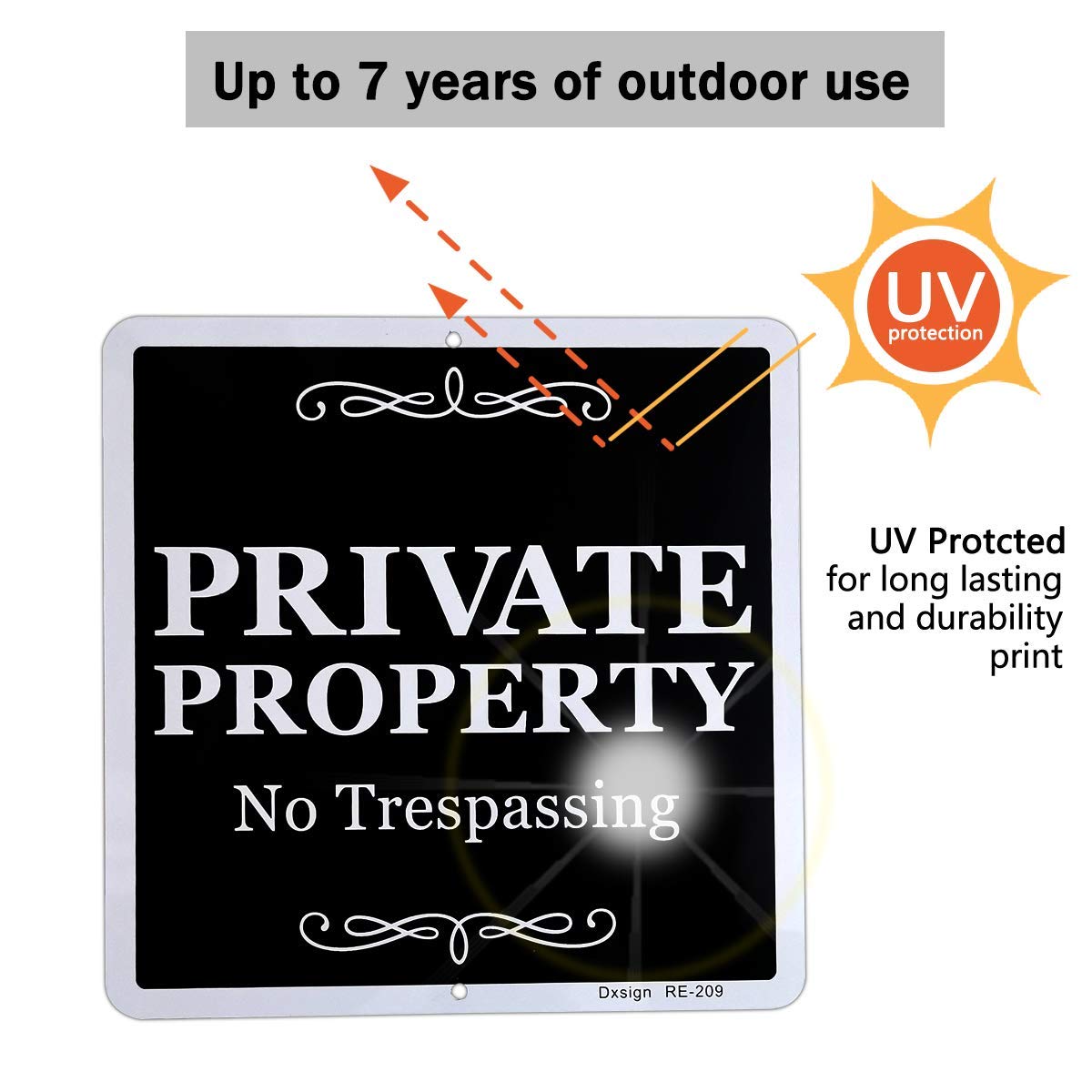 Black No Trespassing Private Property Sign - 9x9 Inch Durable Aluminum Metal Sign, UV Protected & Weatherproof for Indoor/Outdoor Use - Perfect for Home, Business, Yard & Farm Security (2-Pack)