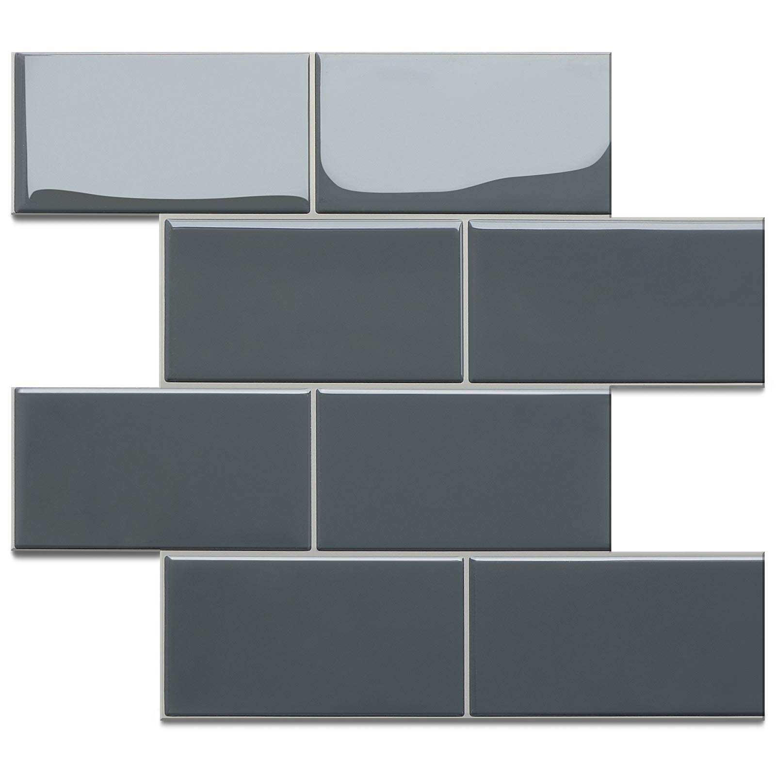 Joqixon Grey Subway Peel and Stick Backsplash Tiles - Thicker Design, 10 Pack - Easy DIY Kitchen Backsplash for Home Renovation, Bathroom & Laundry Room Upgrade