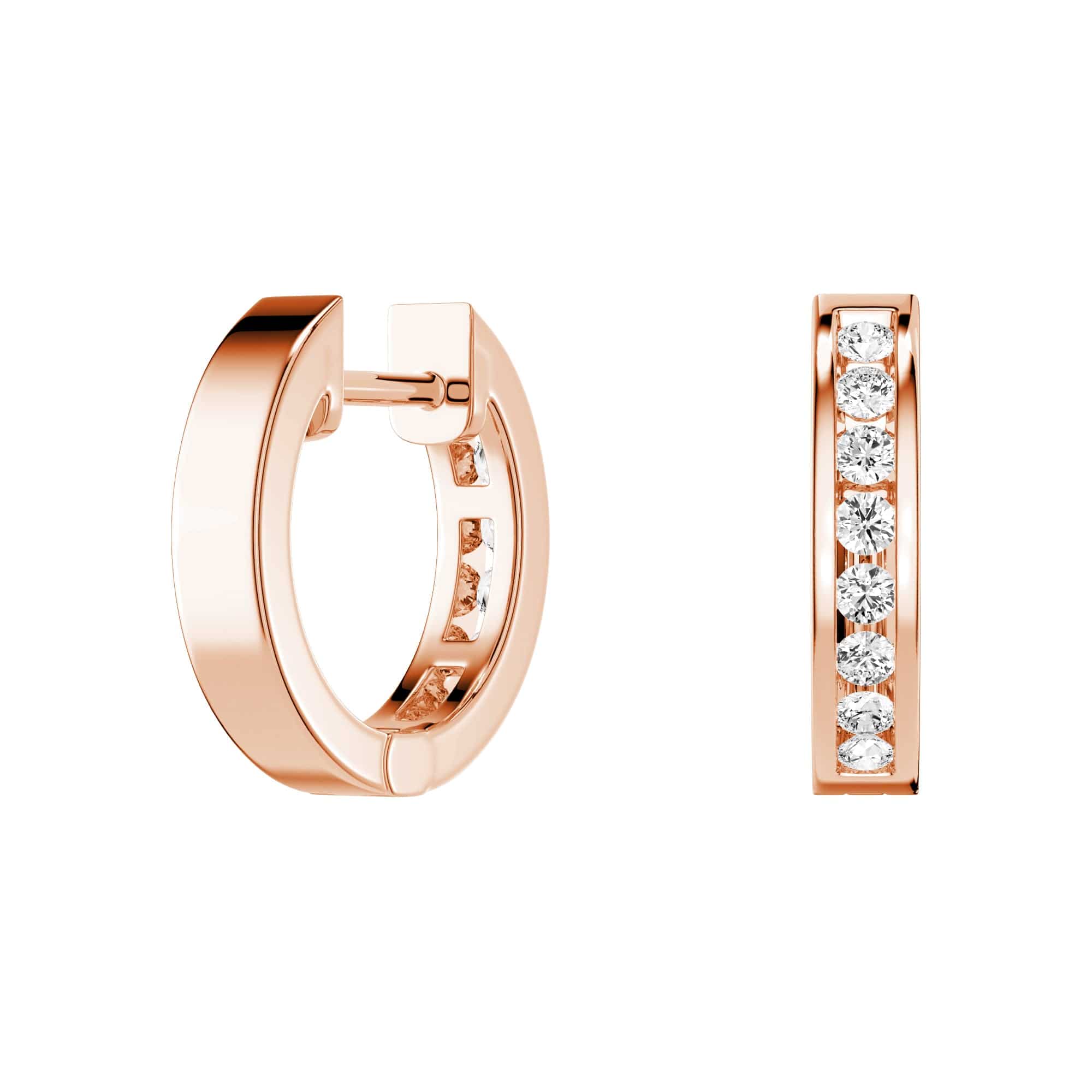Round Cut Moissanite Channel Set Hoop Earrings for Women - Durable 925 Sterling Silver Everyday Elegant Jewelry Gift for Wedding, Anniversary & Special Occasions