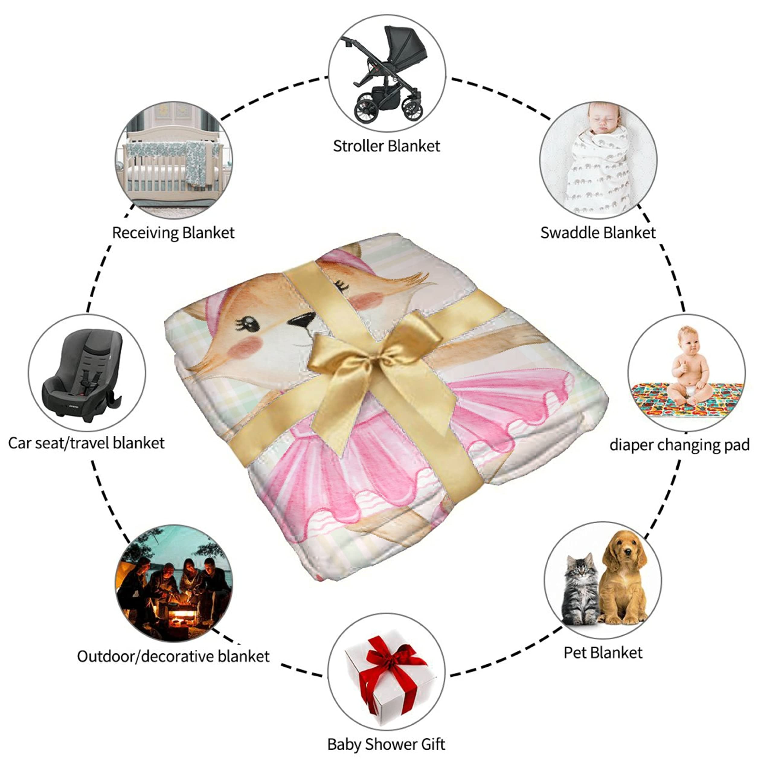 Personalized Baby Blankets for Girls & Boys - Custom Name Embroidered Fox Design - Soft Cozy Fleece Throw Blanket for Newborns - XL Size Baby Shower Gift & Nursery Essential - Perfect for Cuddling, Swaddling & Family Photo Props