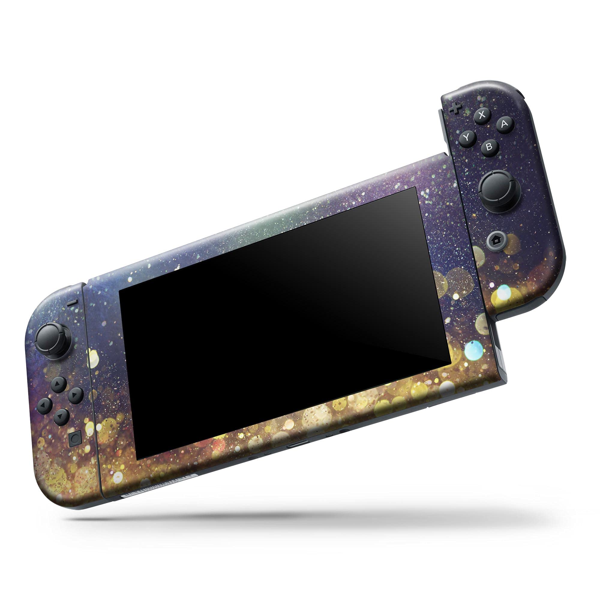 Nintendo Switch & Joy-Con Protective Vinyl Skin Decal - Scratch-Resistant Removable Wrap Cover - Gold Sparkle Multicolor Design - Perfect for Gaming, Travel & Custom Console Protection