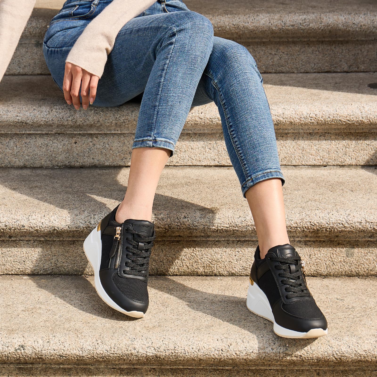 Viscozzy Women's Comfortable Wedge Sneakers with Cushioned Insoles - Stylish High Heel Shoes for Walking, Work & Casual Outfits