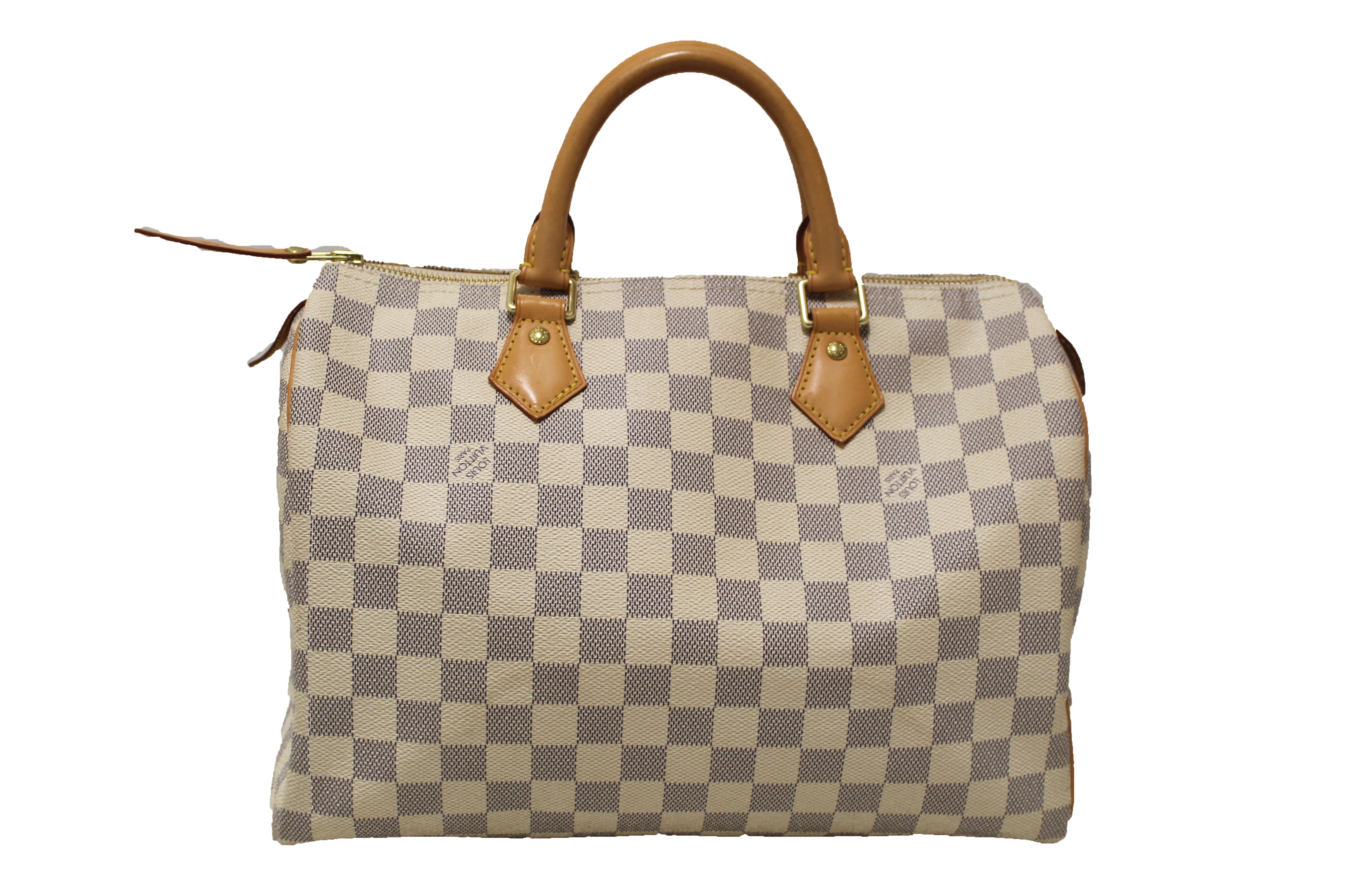 Authentic Louis Vuitton Damier Azur Speedy 30 Canvas Handbag for Women - Luxury Designer Tote Purse for Travel, Work & Everyday Use