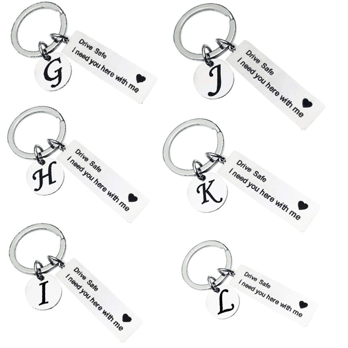 Drive Safe Keychain - 26 Letter Engraved Car Keychain for Safe Driving, Thoughtful Christmas & Birthday Gifts - Perfect for Loved Ones, Couples, and Long Distance Relationships