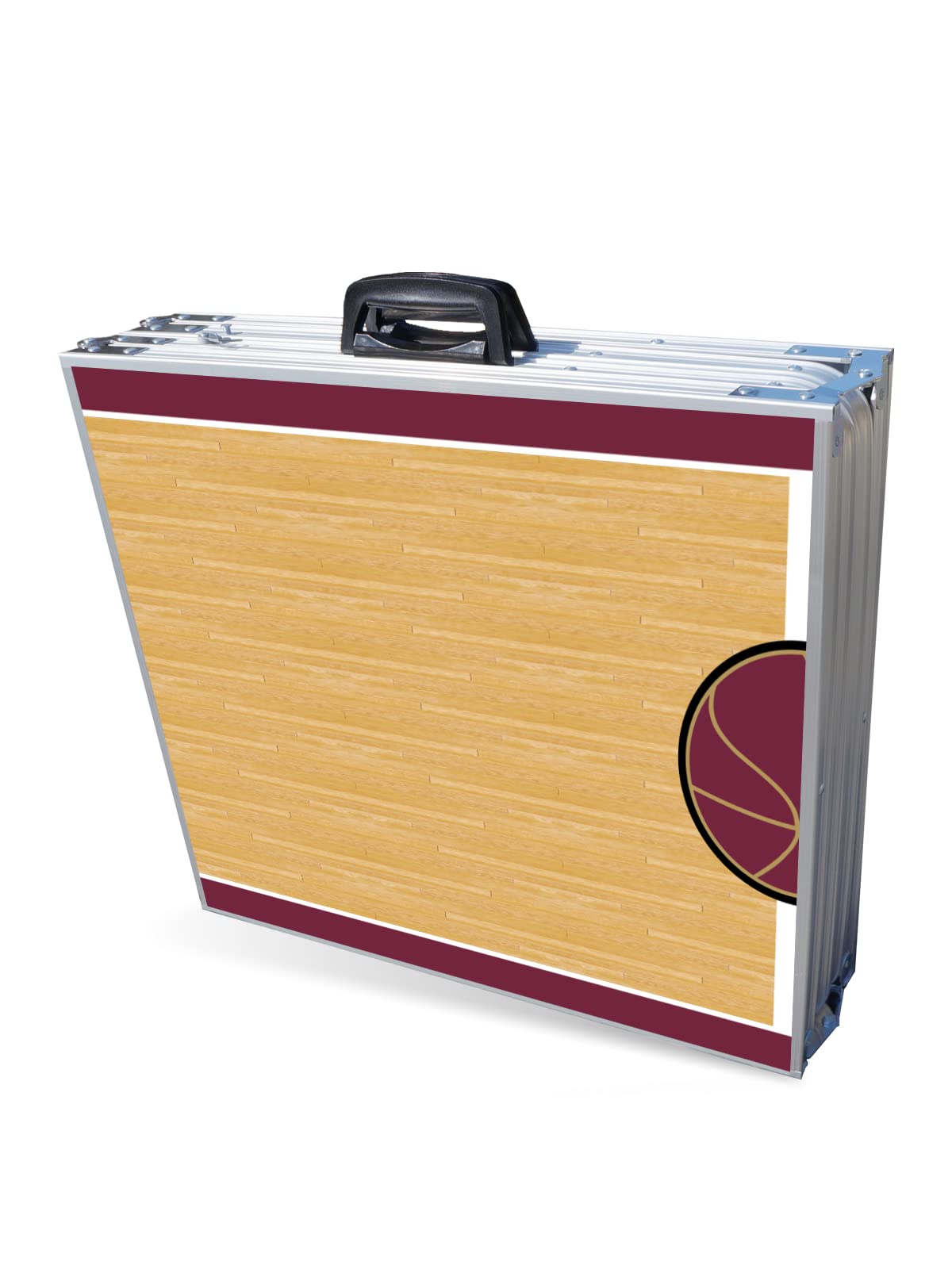 8-Foot Folding Portable Beer Pong Table with LED Lights & Optional Cup Holders - Cleveland Basketball Court Design for Indoor/Outdoor Parties, Tailgates & Game Nights (Multiple Models Available)