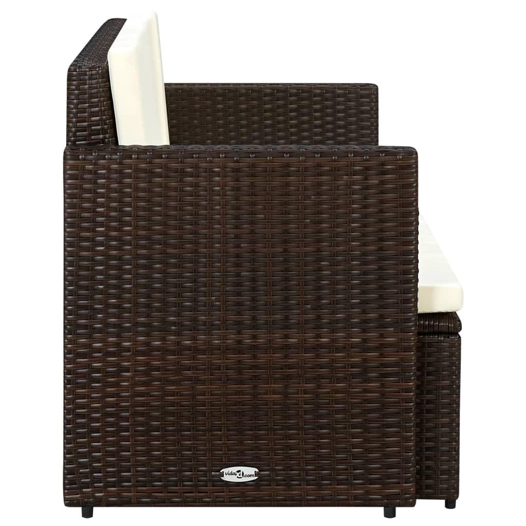 2 Seater Patio Sofa with Cushions - Brown Poly Rattan Outdoor Furniture Set (16.8g) - Perfect for Garden, Backyard, Poolside & Balcony Relaxation