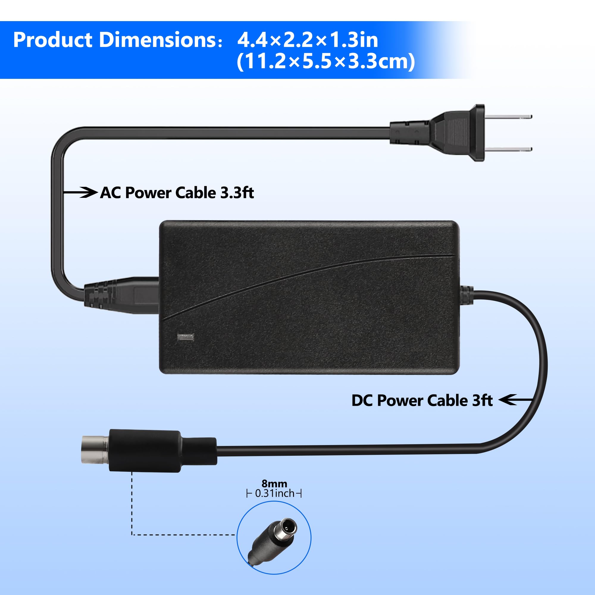 42V Power Adapter Charger for Xiaomi M365, Bird & Lime Scooters - Compatible with Lime-S, Skip, Spin, Ninebot ES2/ES4/E22/E25 Electric Scooters - Fast Charging for 36V Li-ion Batteries - Perfect for Commuting & Urban Travel