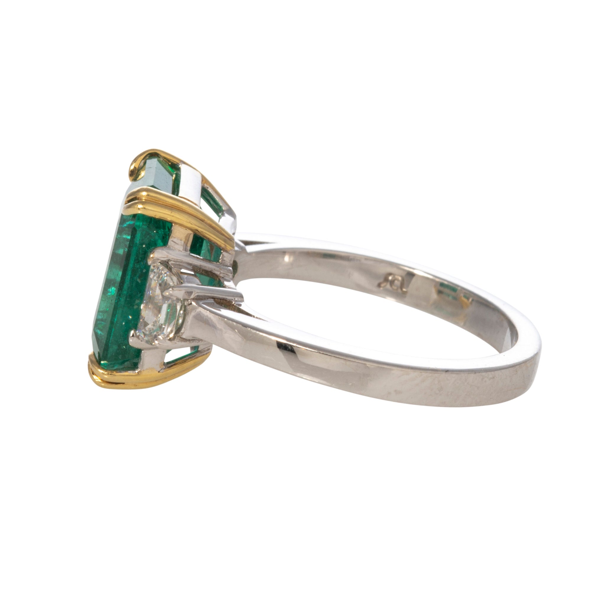 4.99ct Natural Emerald & Diamond Three Stone 18K Gold Ring for Women - Elegant Engagement, Wedding, Anniversary Jewelry Gift