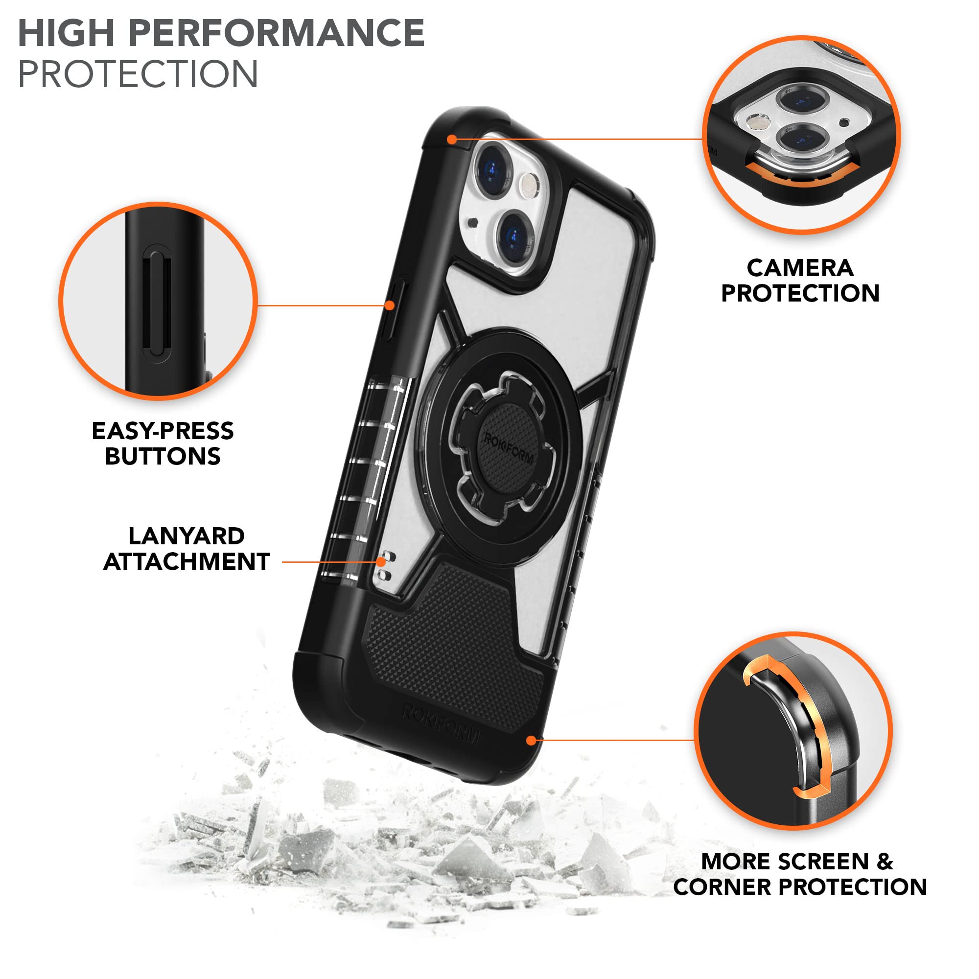 Rokform Crystal Clear Case for iPhone 13 with Motorcycle Phone Mount - Secure Bike Handlebar Mount for iPhone 13/13 Pro - Perfect for Motorcycle Rides, Cycling & Outdoor Adventures
