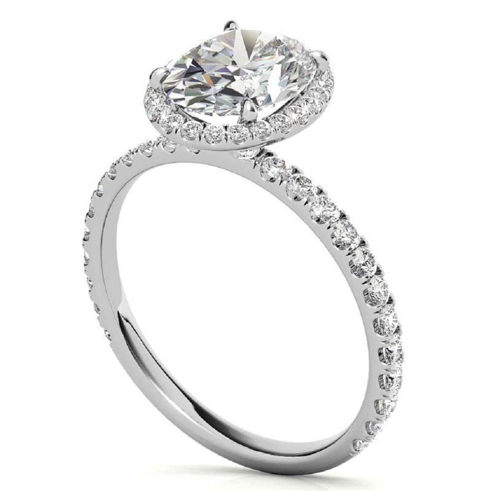 3.00CT Oval Cut Double Halo Moissanite Bridal Set - VVS1 Clarity Colorless Diamond Alternative - 925 Sterling Silver Engagement & Wedding Ring Set - Perfect Gift for Anniversaries, Proposals & Special Occasions