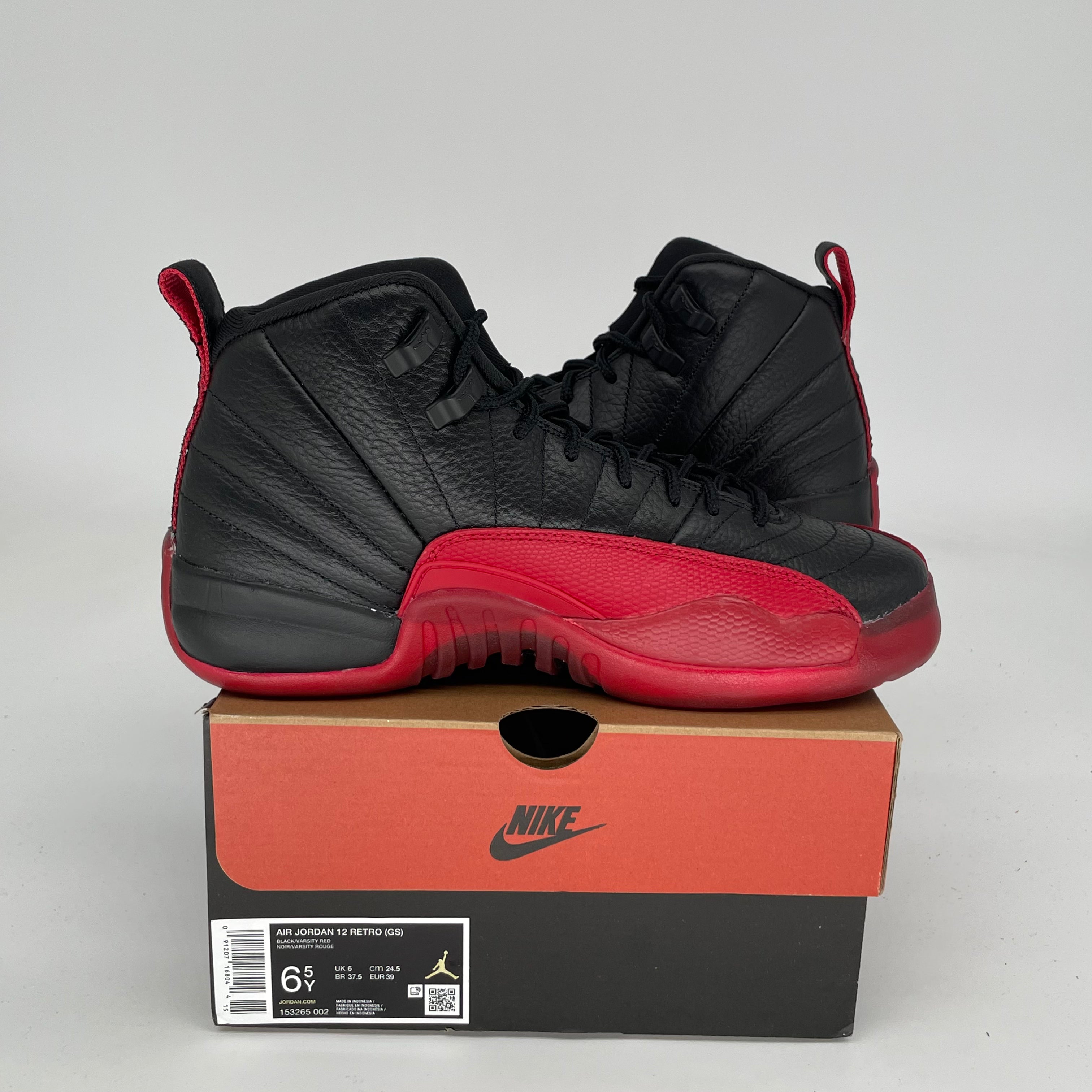 Original Air Jordan 12 Retro 'Flu Game' Basketball Shoes - Size 6.5Y (153265-002) - Men's/Women's Sneakers for Sports, Casual Wear & Collectors