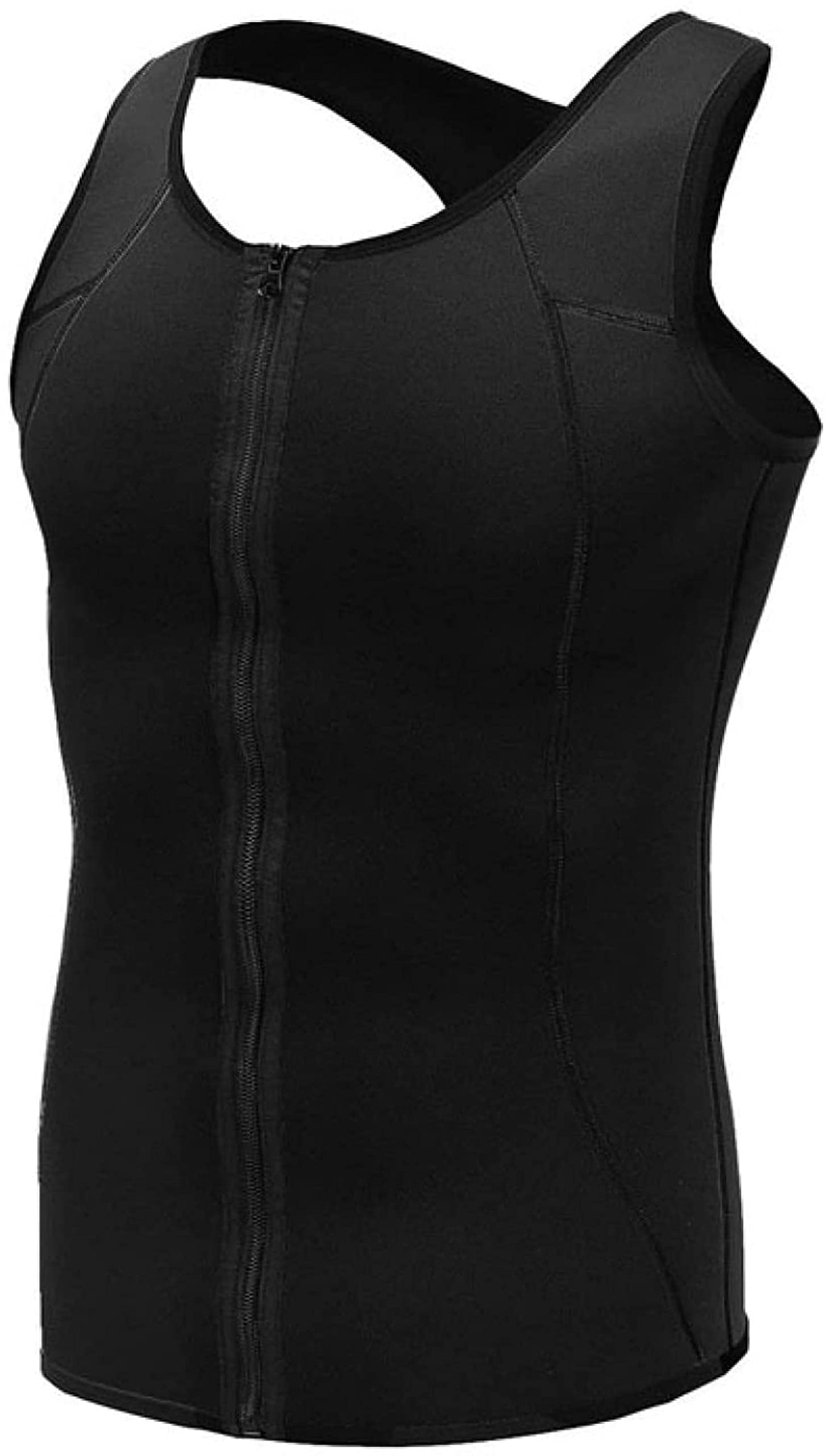 Samtiny Men's Slim Sauna Vest - High Compression Sweat Waist Trainer for Weight Loss & Abdominal Control with Zipper - Perfect for Gym, Running & Postpartum Recovery