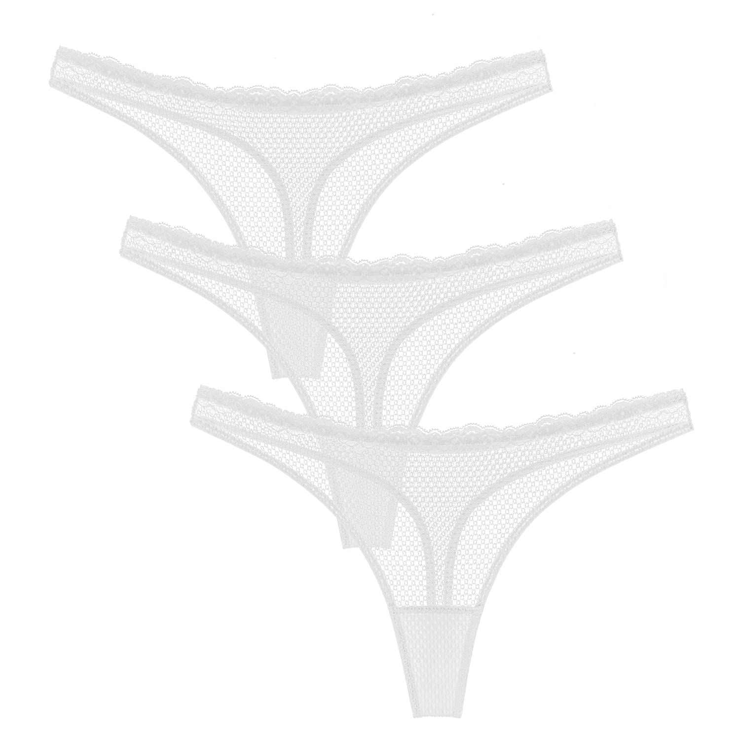 Deyllo Women's Sexy Lace Underwear Set - Mesh Panties Low Cut Hipster Briefs 3 Pack for Valentine's Day & Romantic Nights