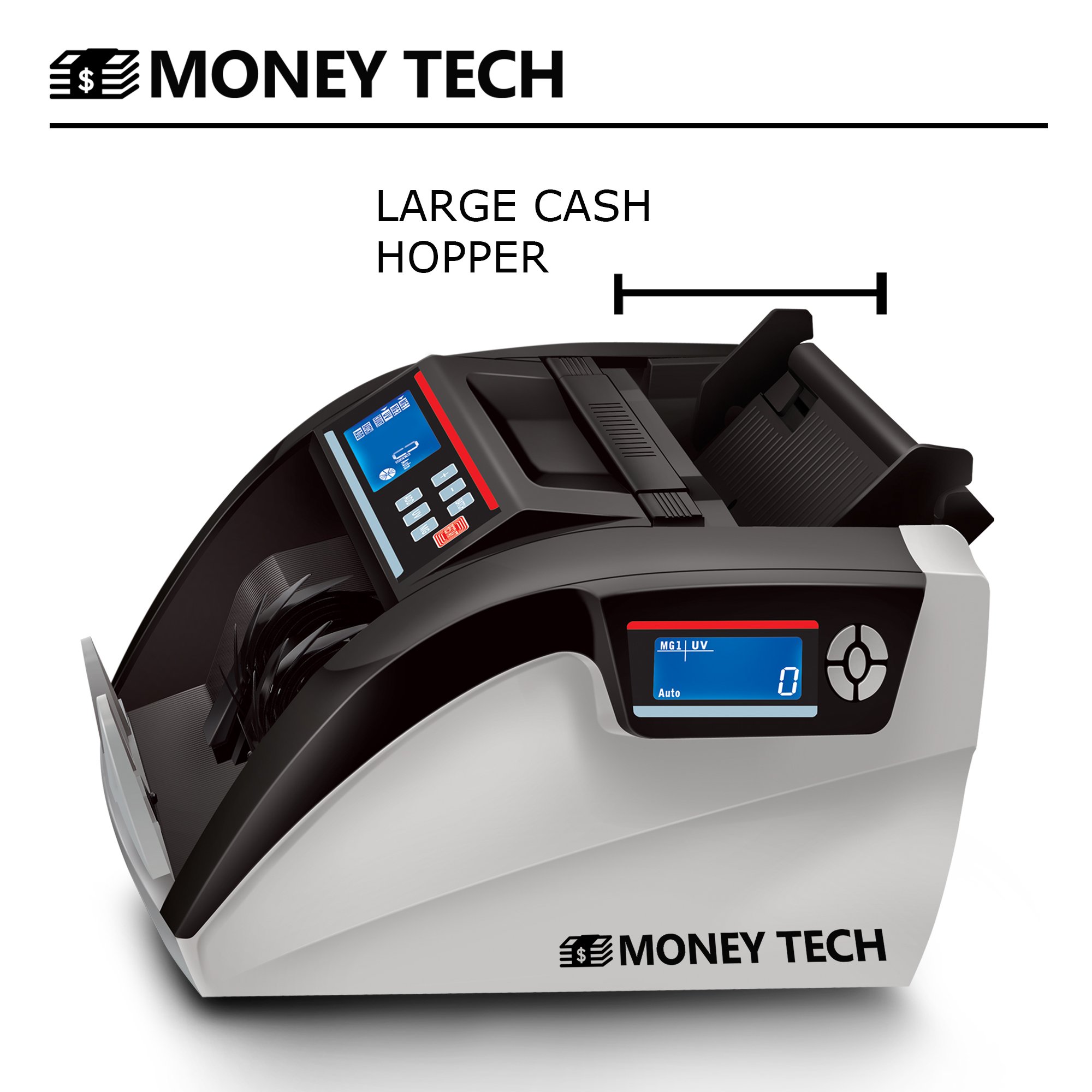 Money Tech Polymer & Paper Multi-Currency Bill Counter - Canadian Plastic & USD Banknote Counting Machine with Counterfeit Detection & LCD Display | Perfect for Banks, Retail Stores & Cash-Intensive Businesses