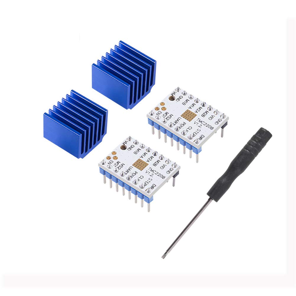 2PCS TMC2208 V1.2 Stepper Motor Driver for 3D Printers - Silent Step Stick Upgrade with Heat Sink & Screwdriver - Compatible with Ender-3 Pro, Prusa i3, Reprap, MKS & More - Perfect for DIY 3D Printing Projects & Controller Board Upgrades