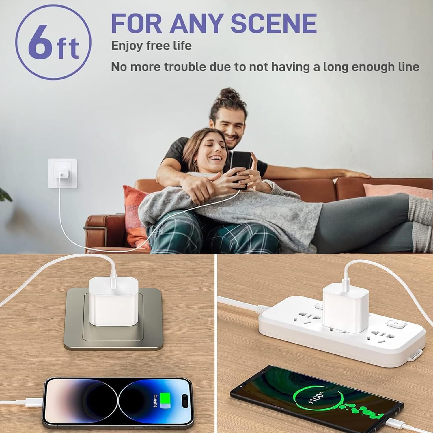 2-Pack 20W USB C Fast Charger with 6FT MFi Certified USB C to Lightning Cable - PD Wall Charger for iPhone 14/13/12/11 Pro/X/XR/XS Max/8 Plus - Perfect for Home, Office & Travel Charging