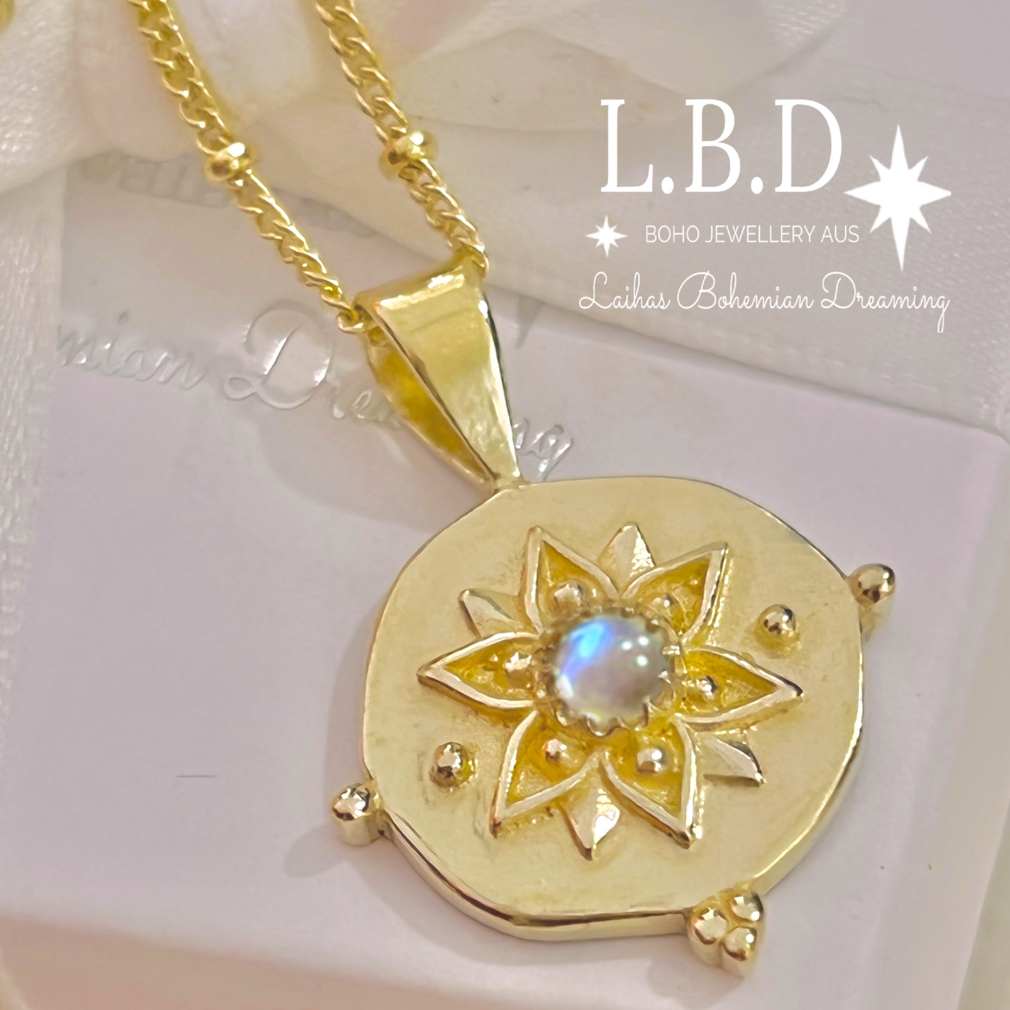 Vera May Gold Boho Necklace with Moonstone - Elegant Bohemian Jewelry for Women - Perfect for Festivals, Weddings & Everyday Wear