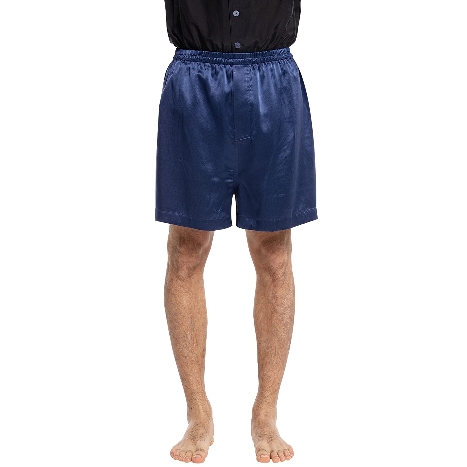 COLD POSH Men's Silk Boxer Shorts - 100% Pure Mulberry Silk, 19mm, Soft & Breathable - Luxury Lightweight Underwear for Sleep, Lounge & Everyday Wear - 2 Pack (Black + Navy, XL) - Perfect for Father, Husband & Son - Ideal for Home, Travel & Relaxation
