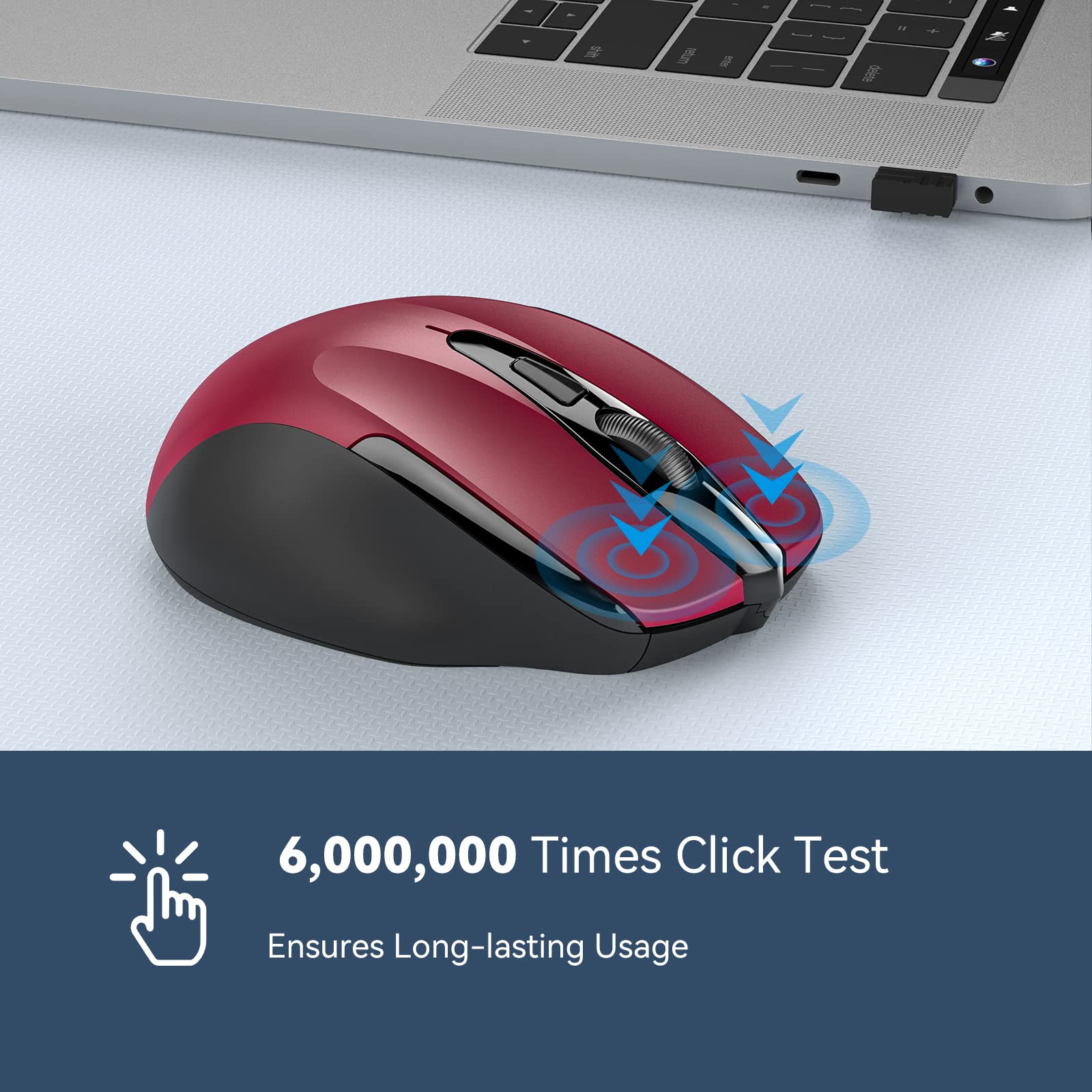TECKNET Wireless Mouse - 2.4G Ergonomic Optical Mouse with 2600 DPI for Laptop & PC, USB Receiver Included | Perfect for Office Work, Gaming & Home Use