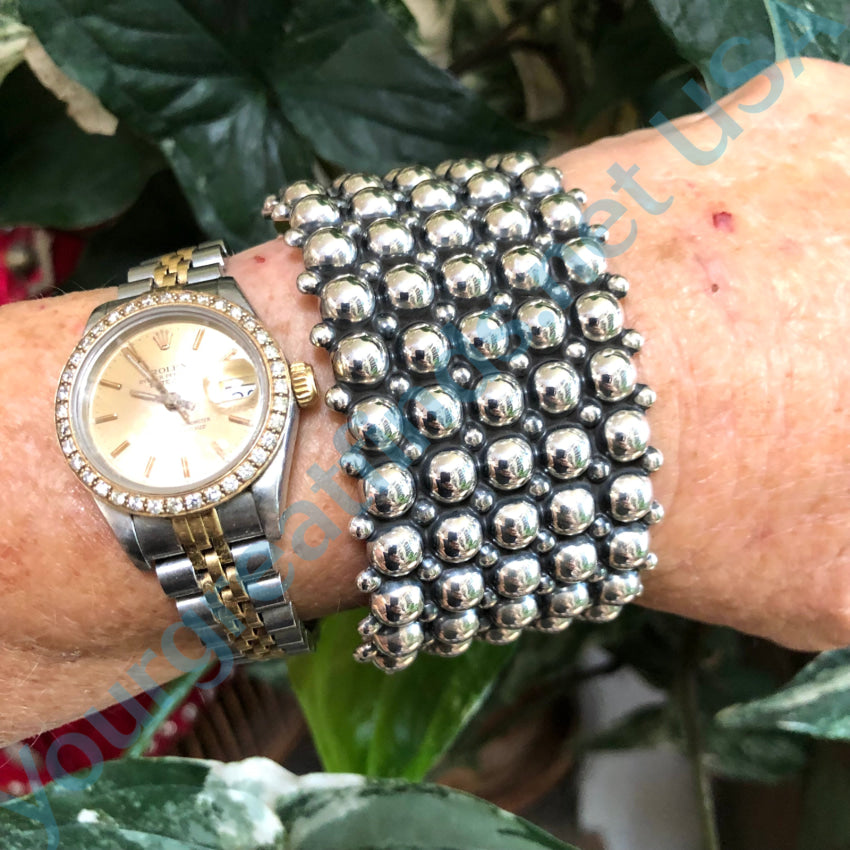 Sterling Silver Orb Cuff Bracelet - Handmade Mexican Jewelry for Women - Boho Chic Accessories for Everyday Wear & Special Occasions